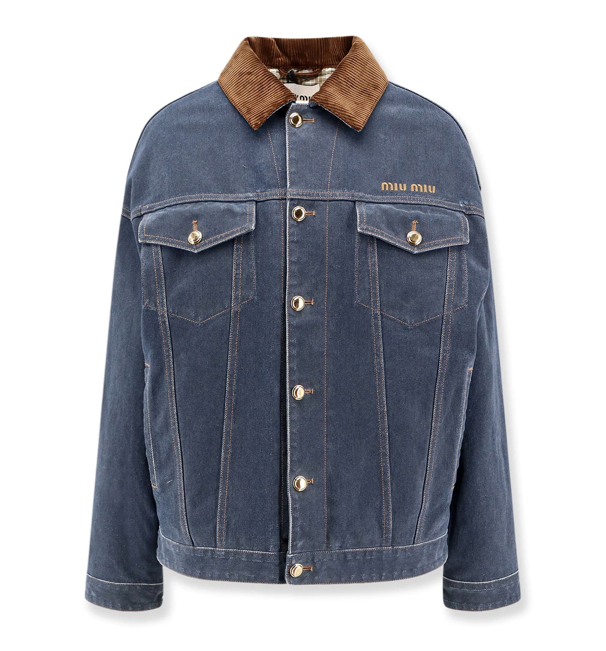 Flocked Denim And Velvet Blouson Jacket