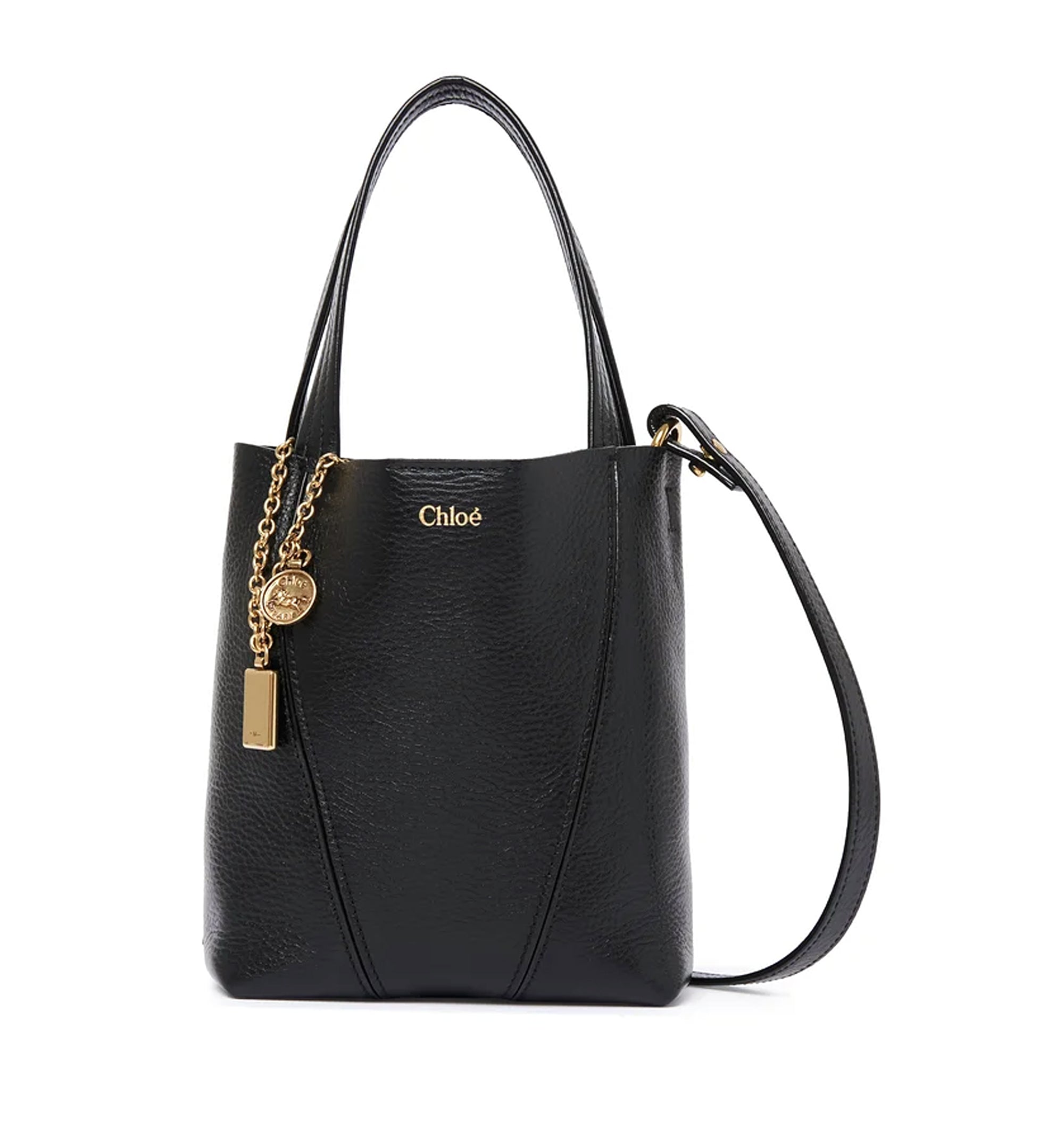 Small Chloé Spin Tote Bag In Grained Leather