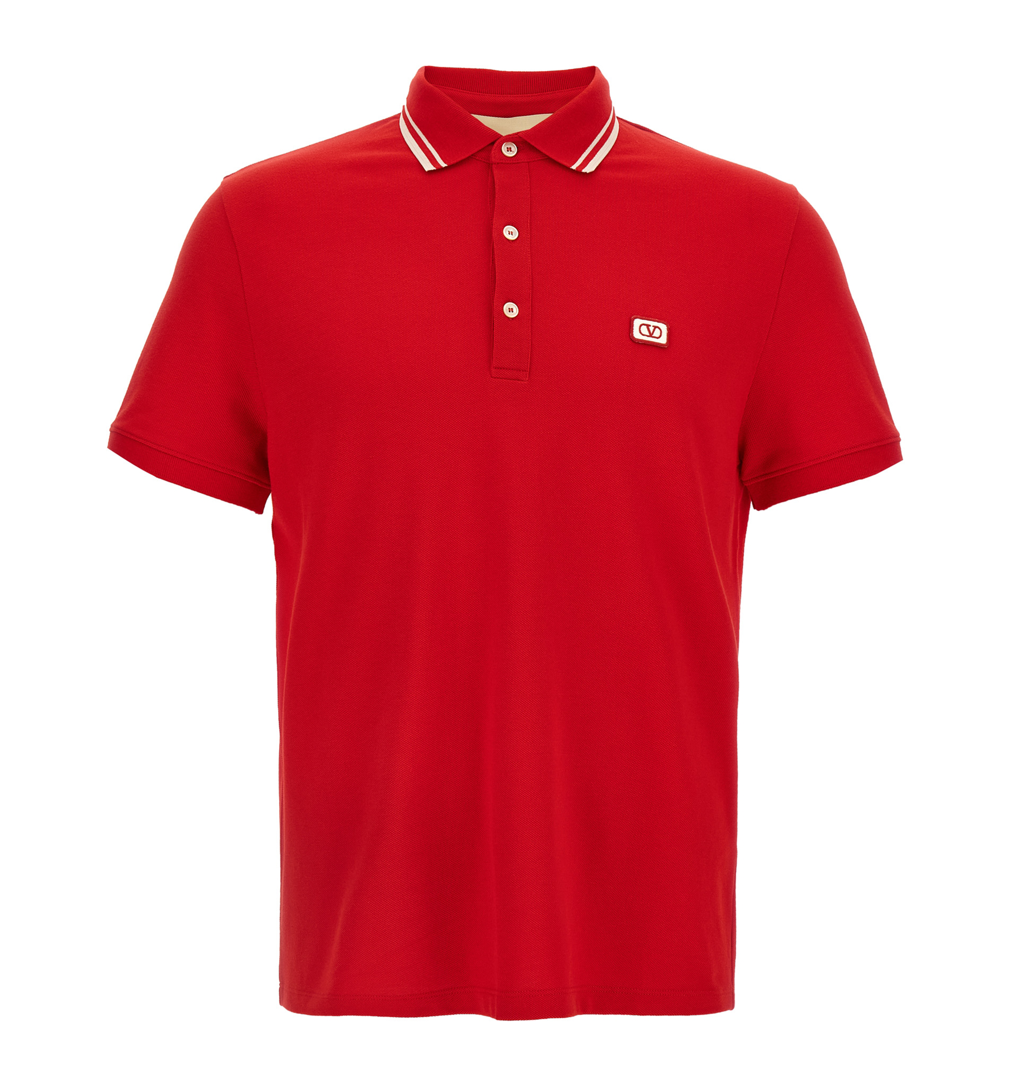 Cotton Piqué Polo Shirt With Vlogo Patch