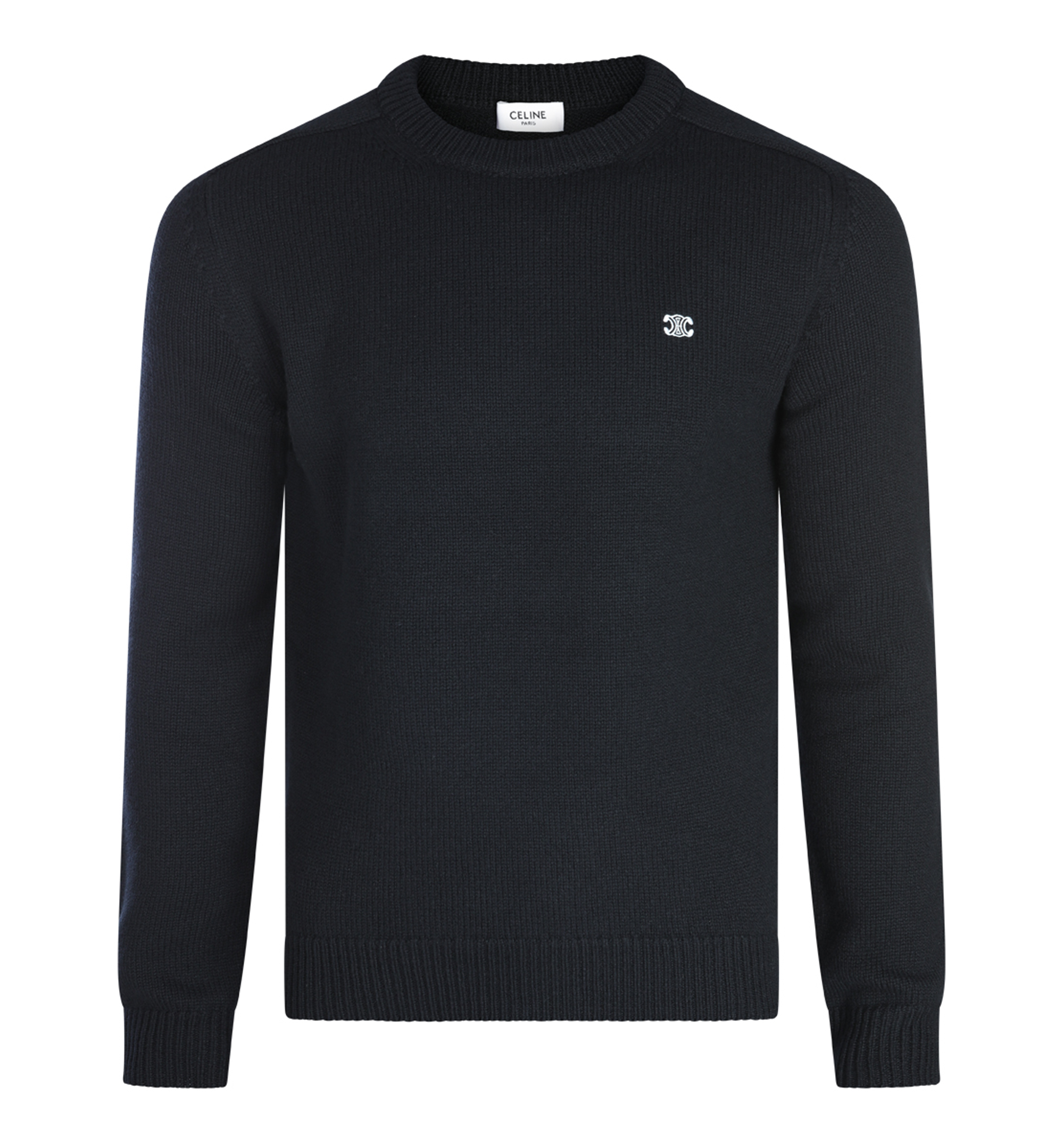 Triomphe Crewneck Sweater in Wool and Cashmere - Black