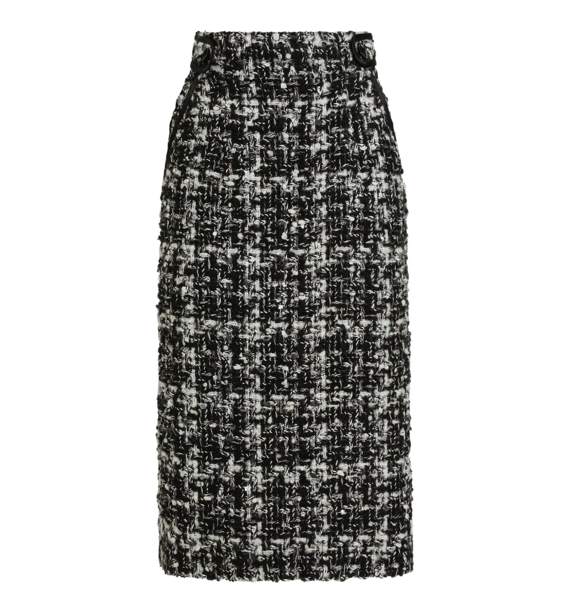 Wool Blend Check Skirt