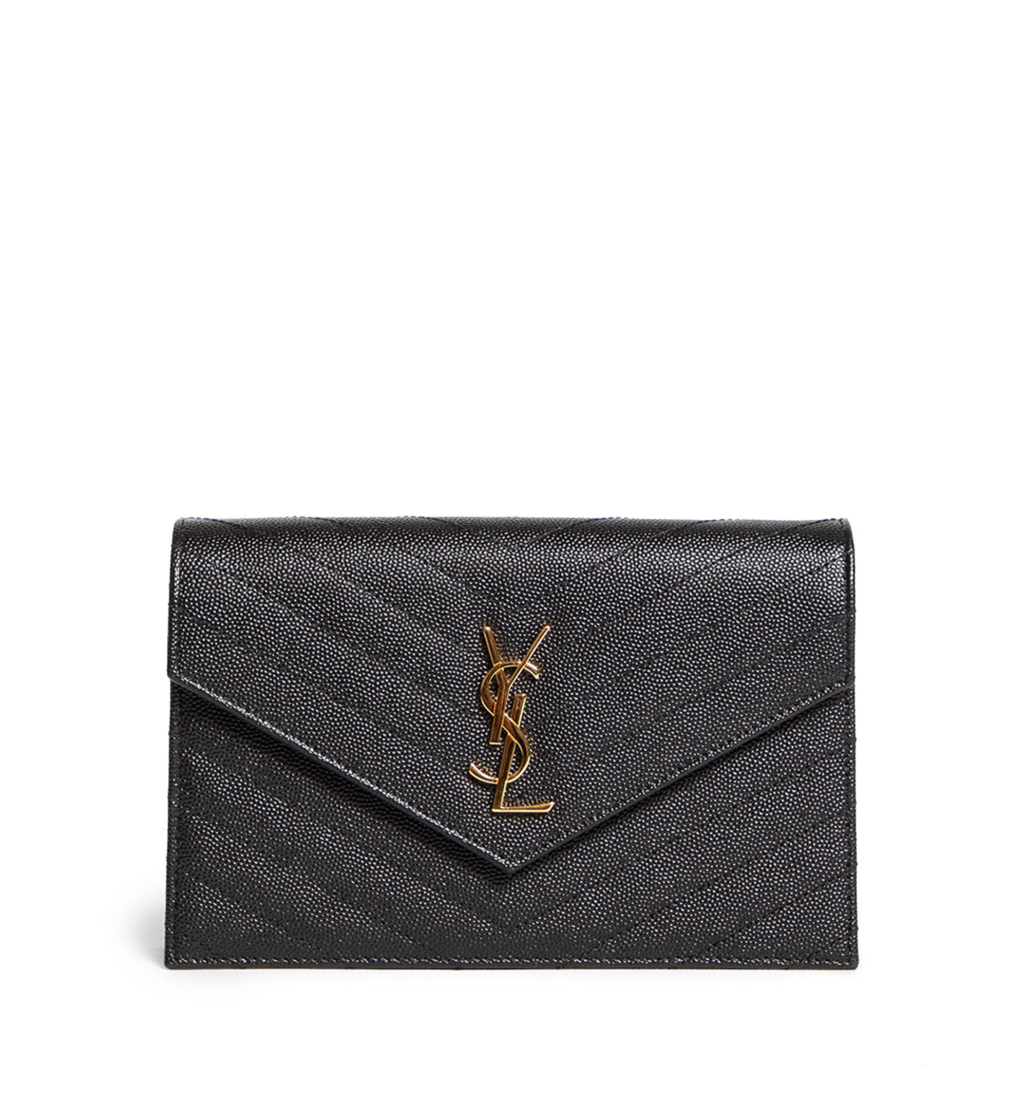 Matelassé envelope chain wallet - Black
