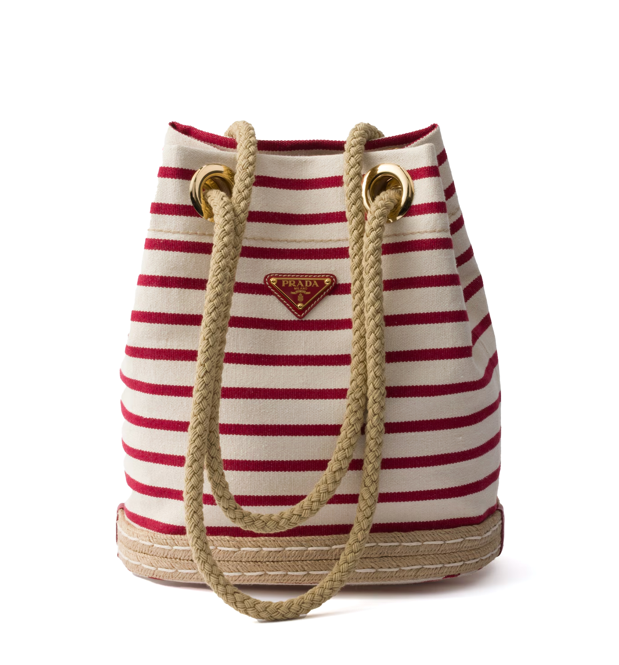 Prada Mariner Small Striped Fabric Bucket Bag