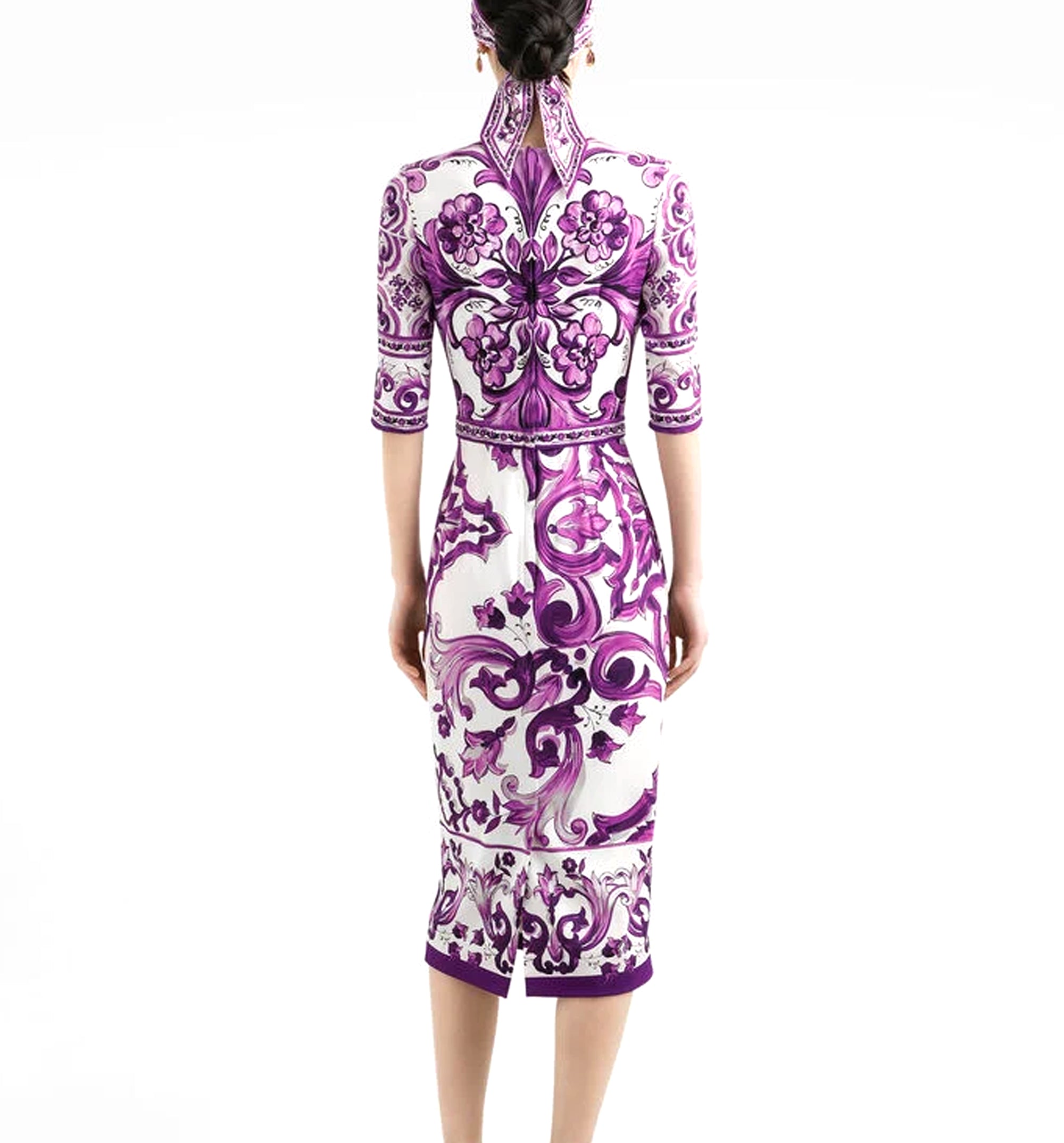 Majolica-print Charmeuse Dress