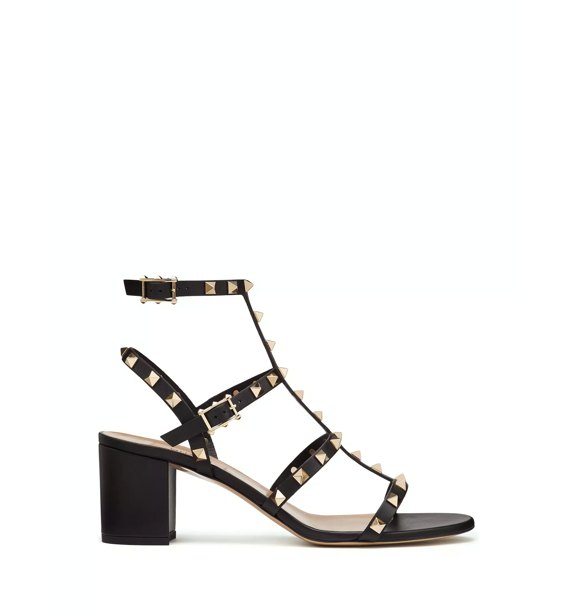 Rockstud Calfskin Ankle Strap Sandal
