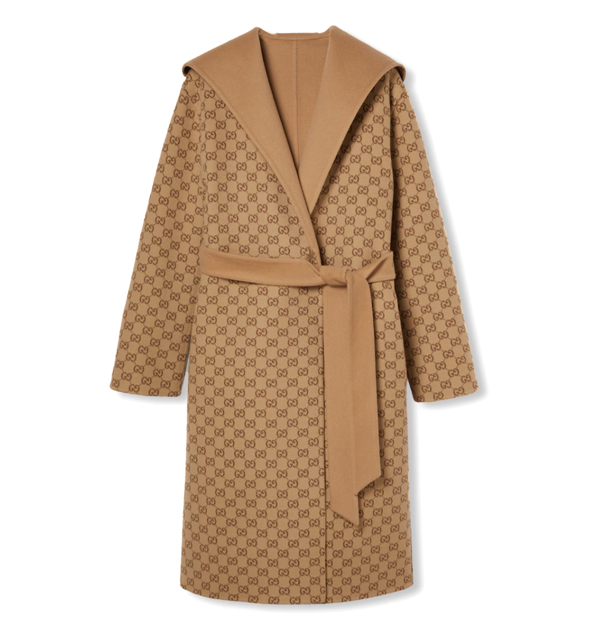 Reversible GG silk wool blend coat