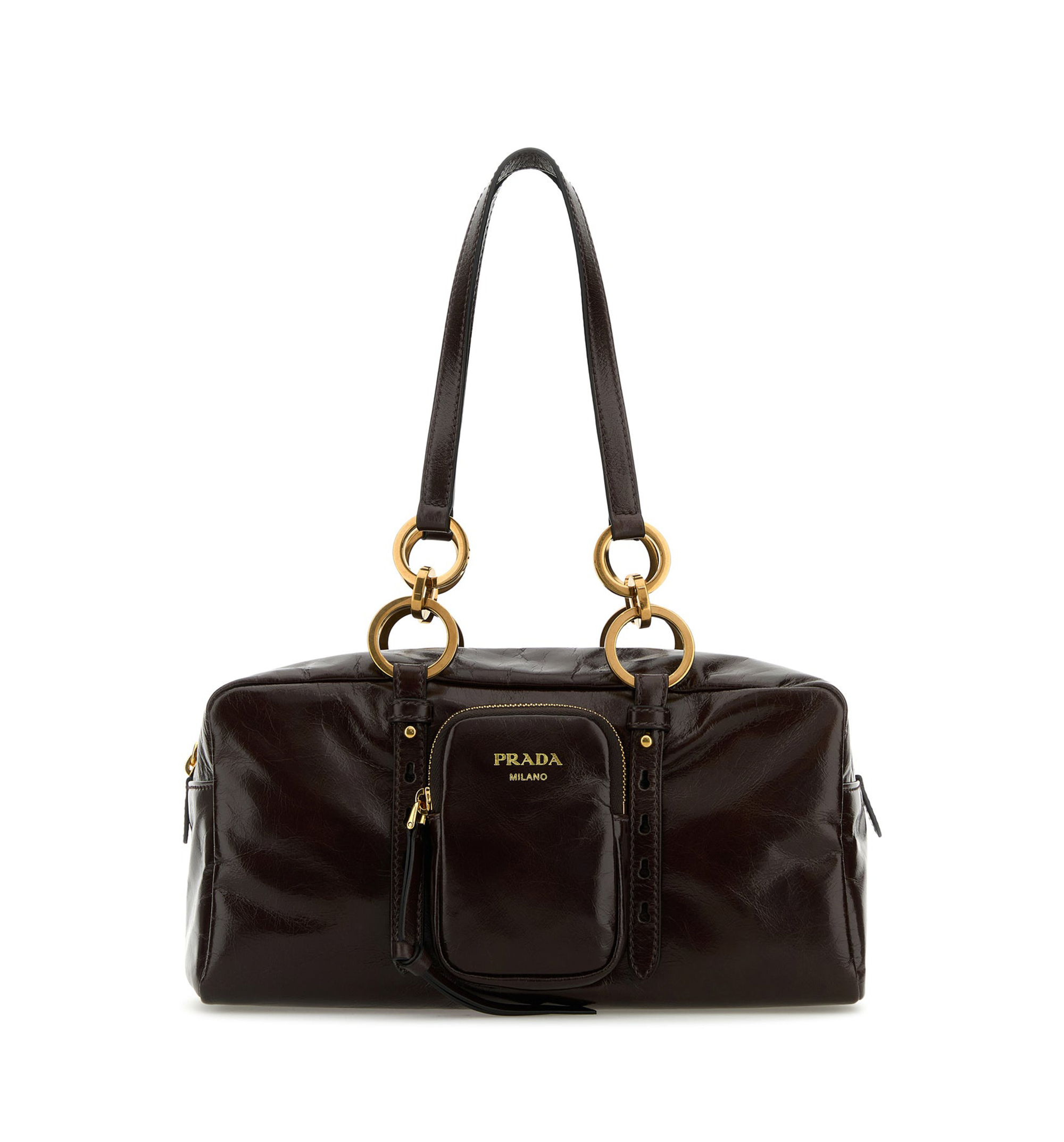 Prada Crinkled-Effect Leather Handbag
