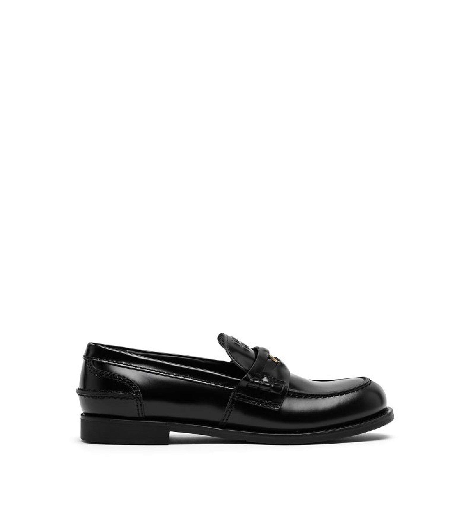 Brushed Leather Penny Loafers - Black
