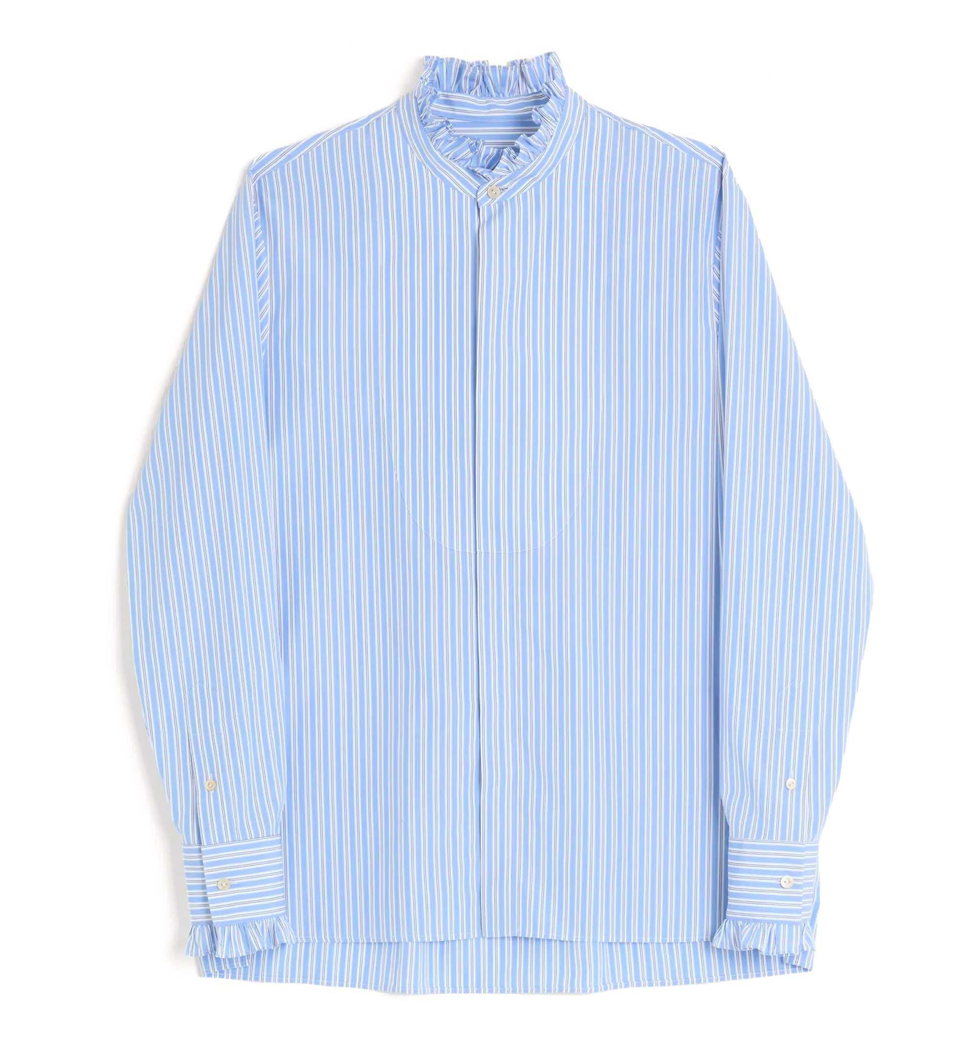 Striped Cotton Shirt With Ruffles