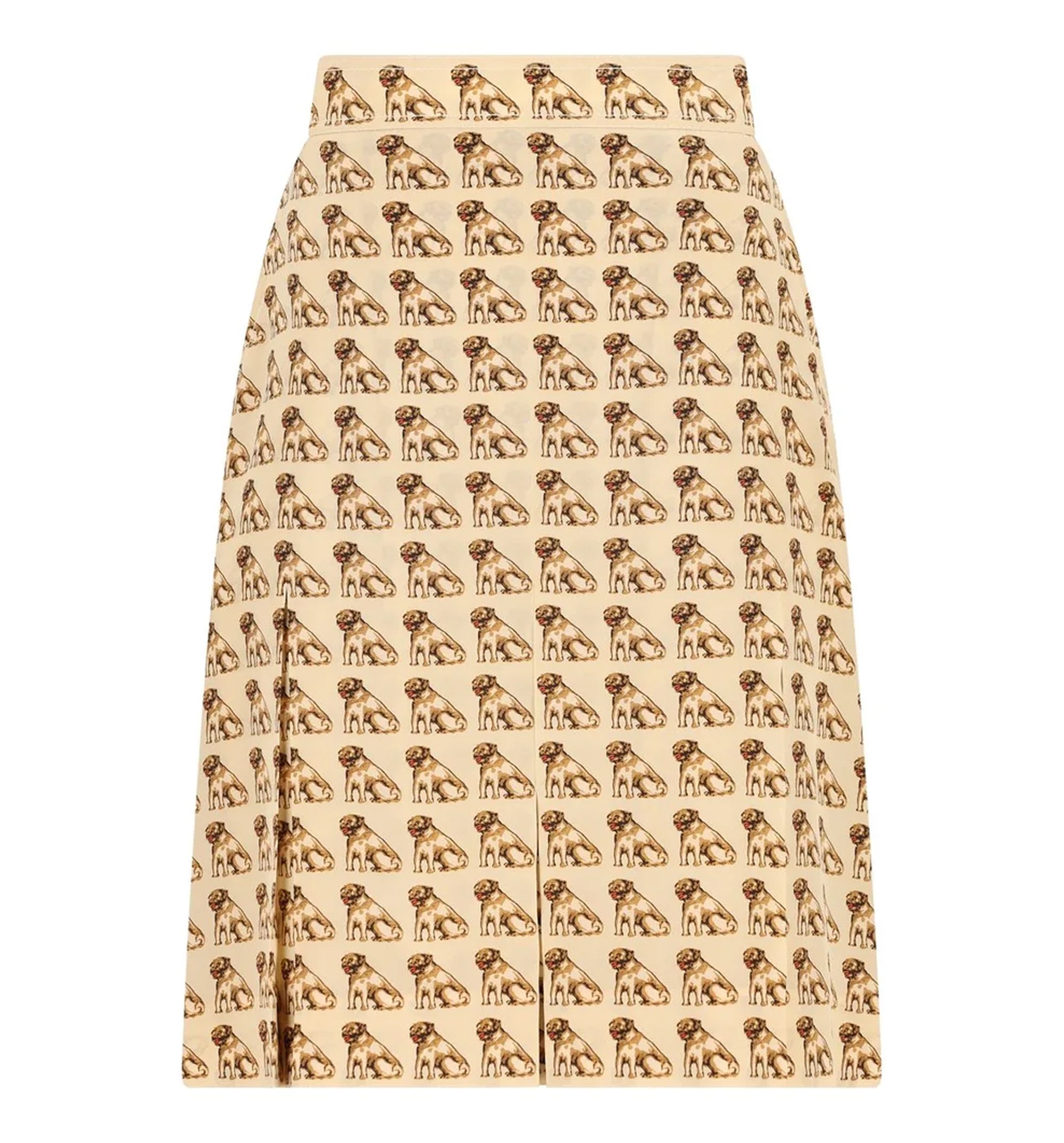 All-Over Dog Printed Pleated Skirt