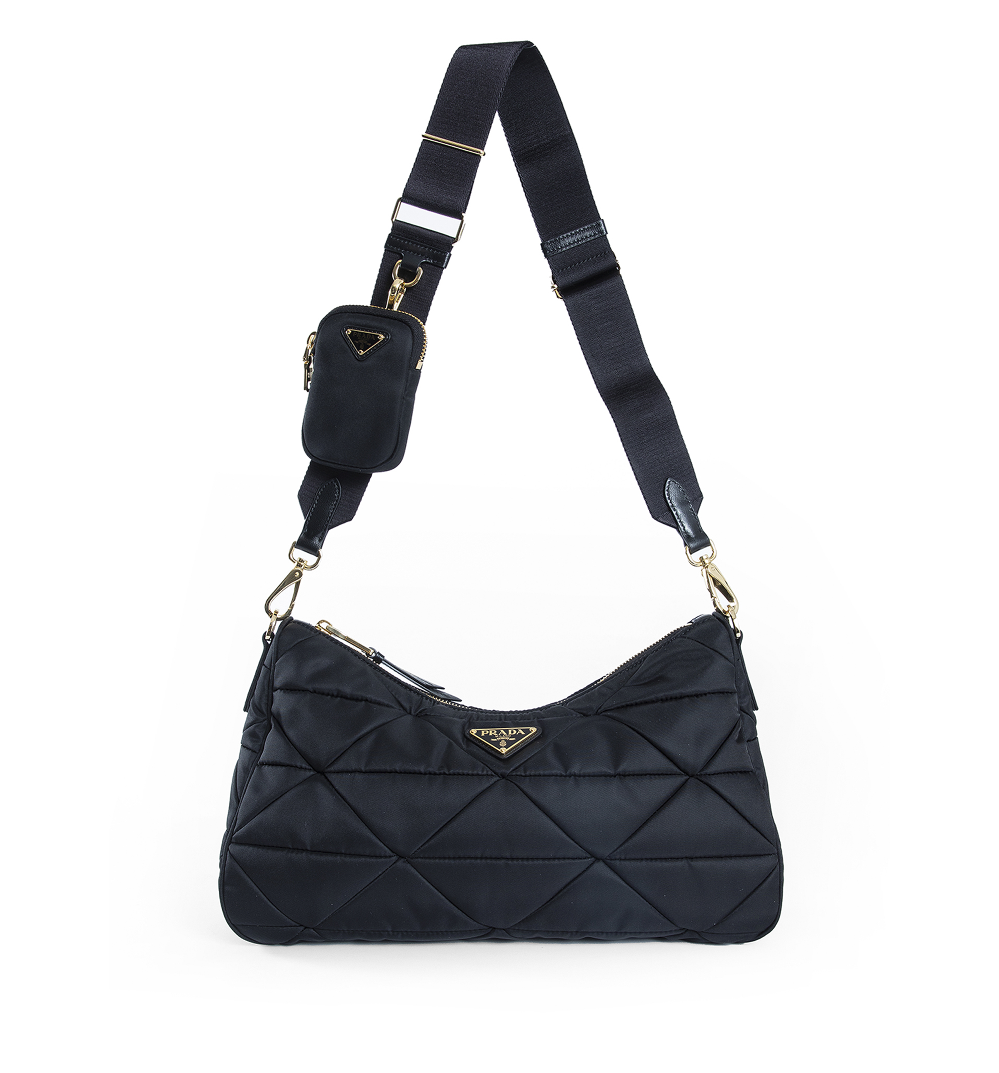 Large padded Re-Nylon bag - Black