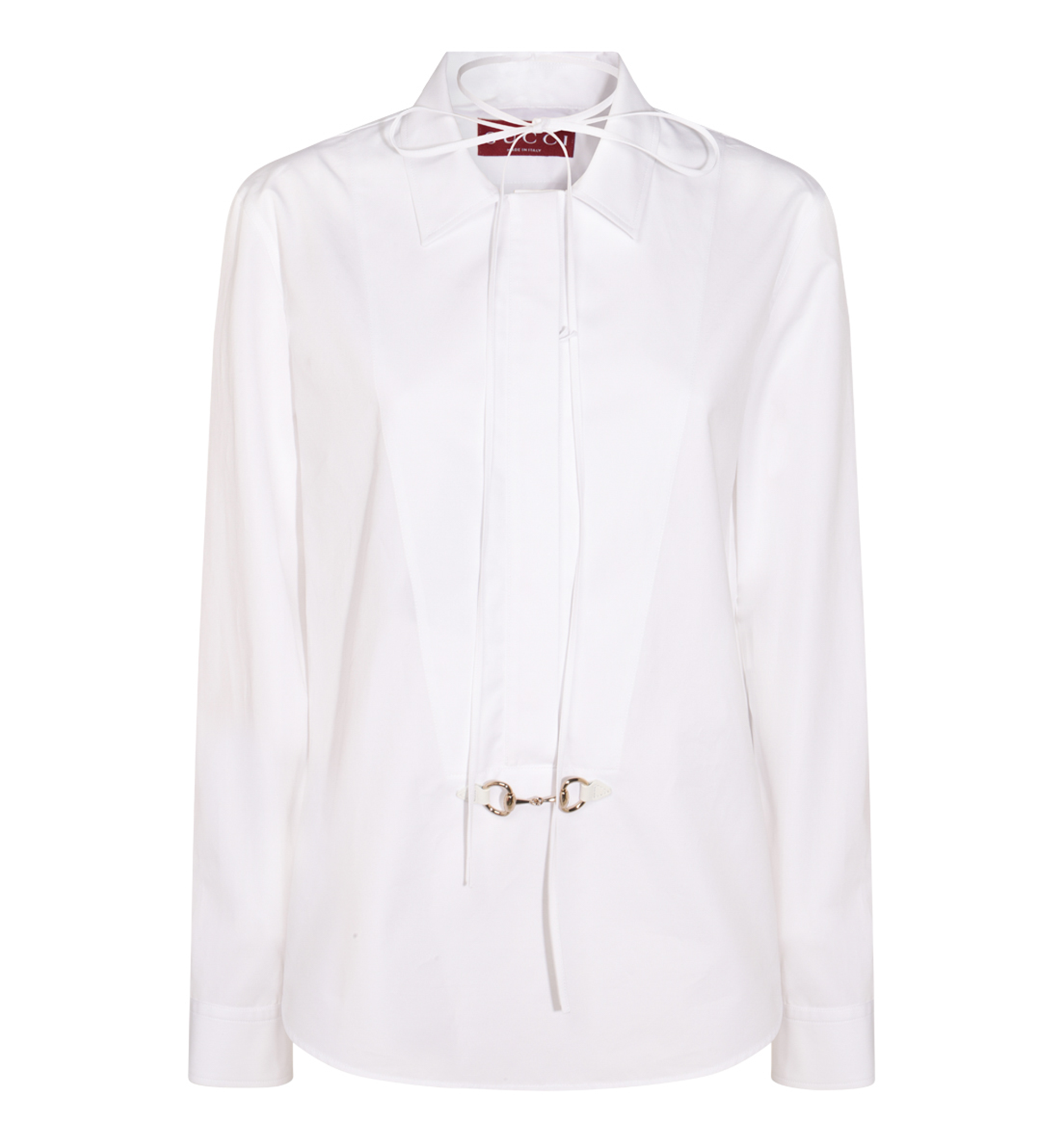 Cotton Poplin Shirt with Horsebit