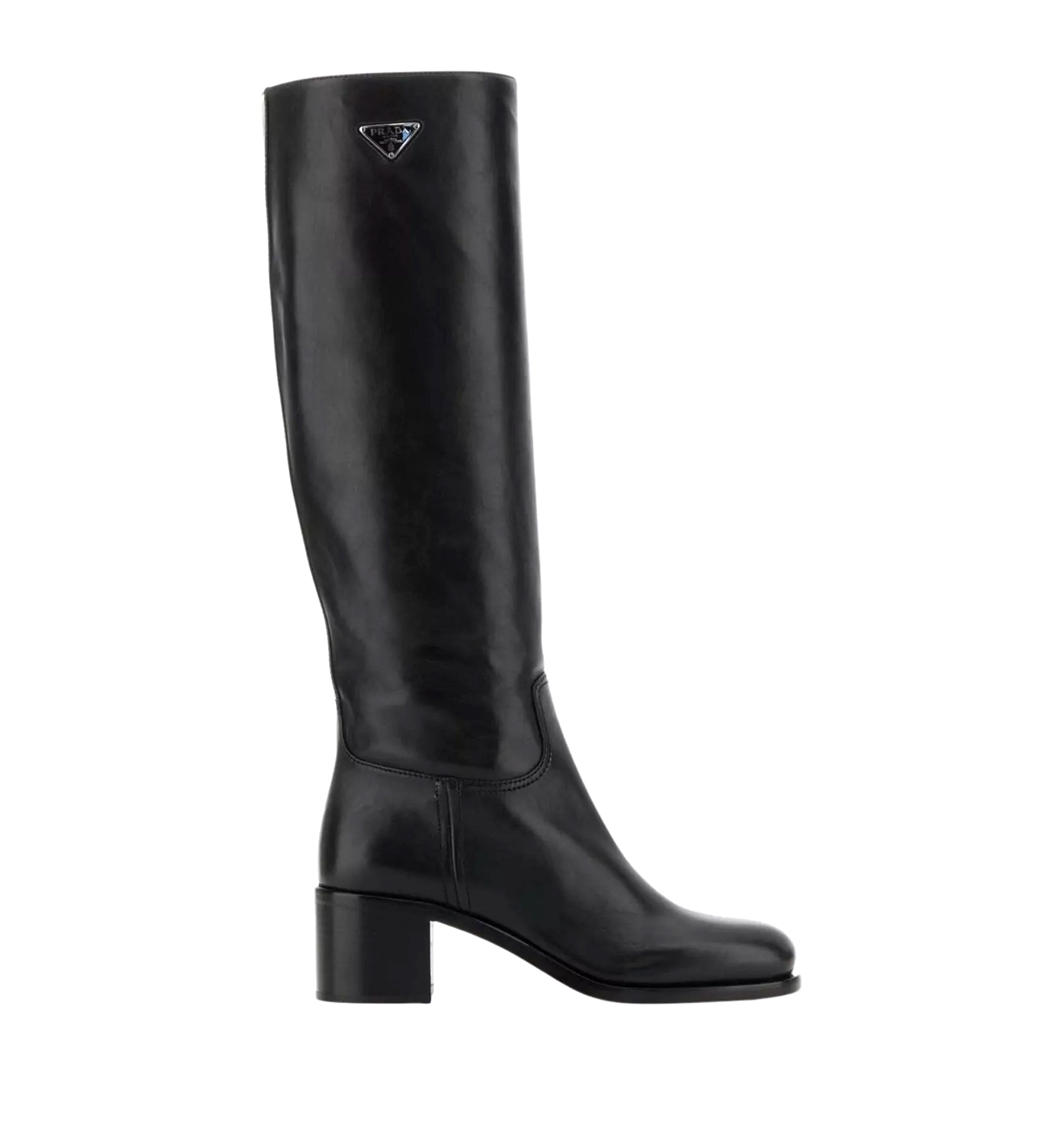 Knee-high Leather Block Heel Boots