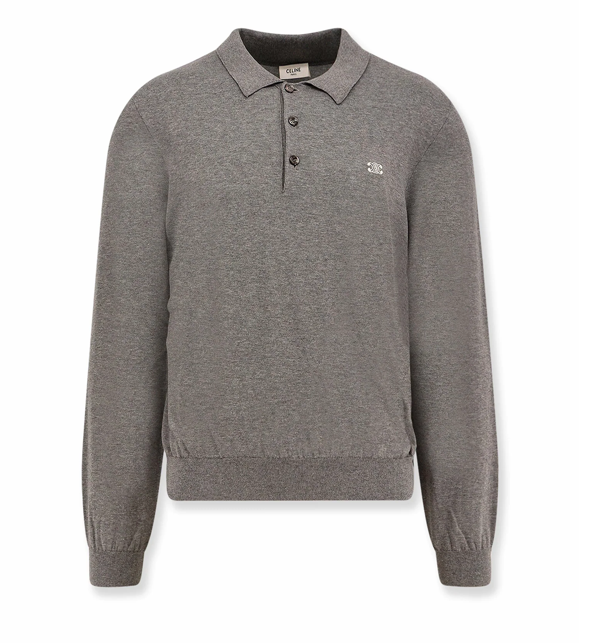 Triomphe Polo Shirt in Cotton Jersey - Grey Mélange