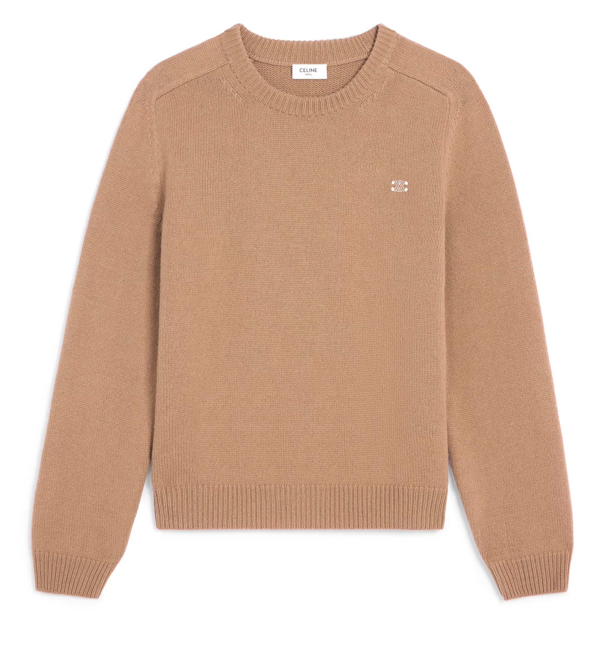 Triomphe Crew Neck Sweater In Wool And Cashmere - Beige