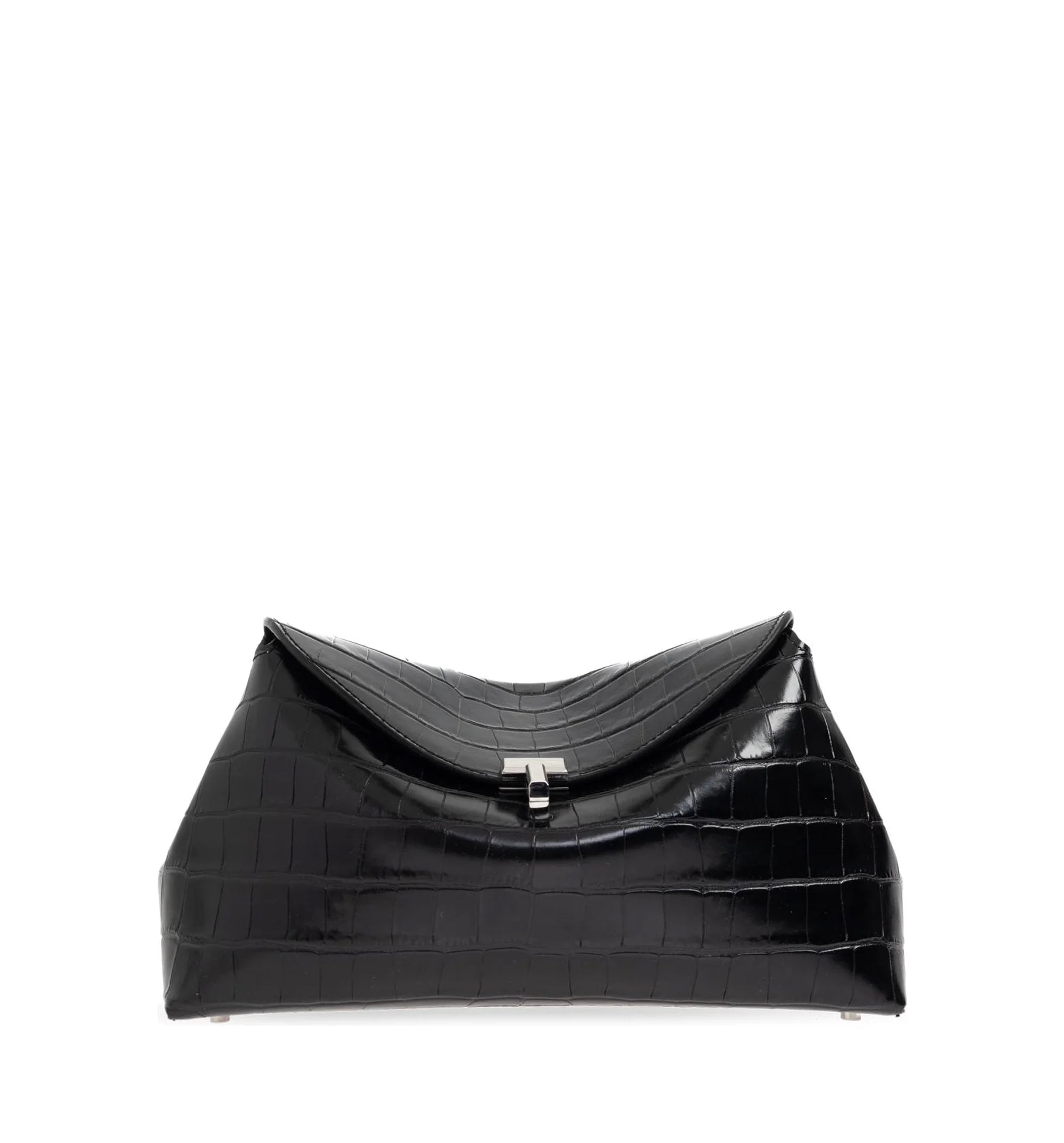 T-lock Croco-Embossed Clutch