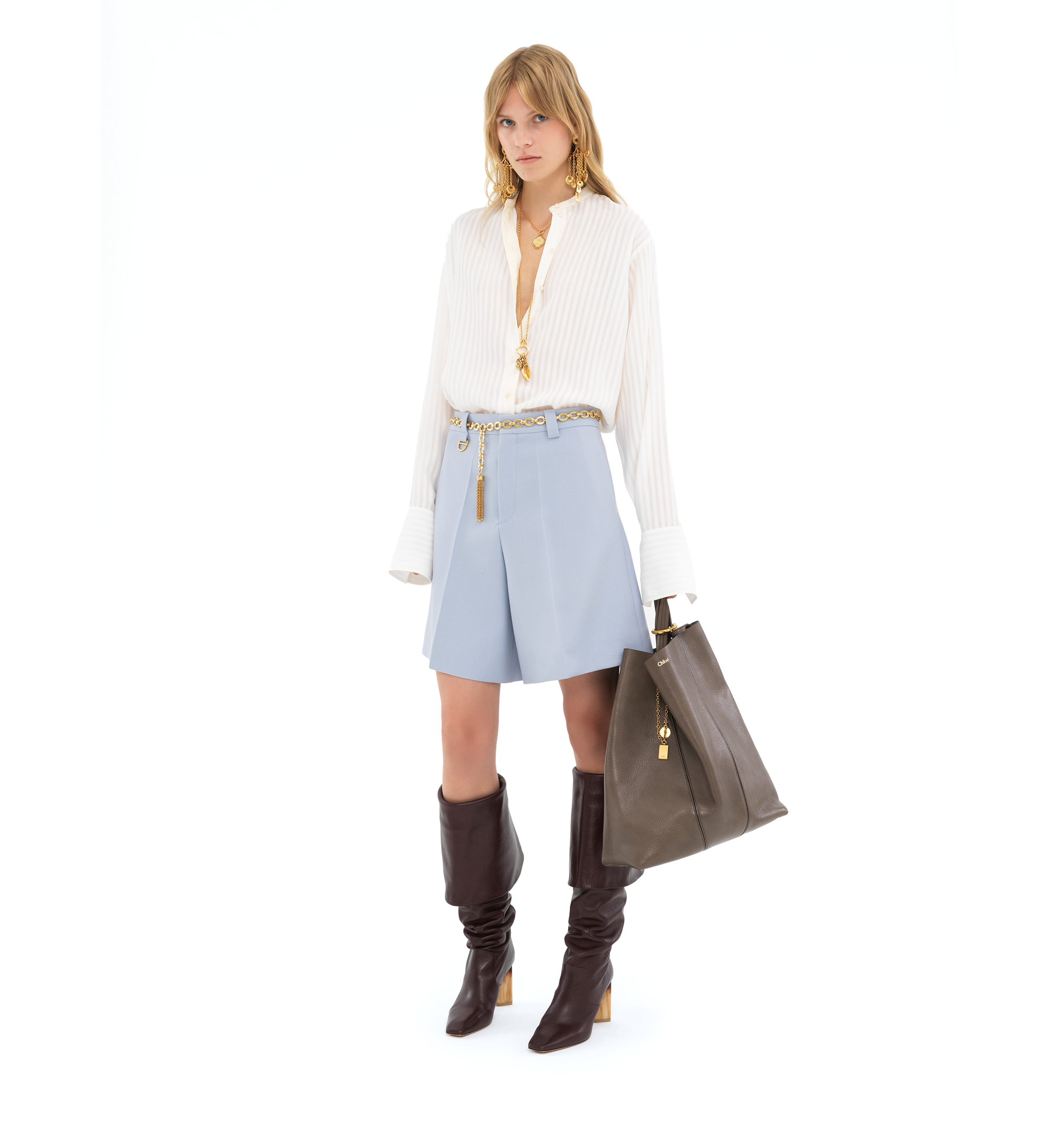 Large Chloé Spin Tote Bag in Grained Leather