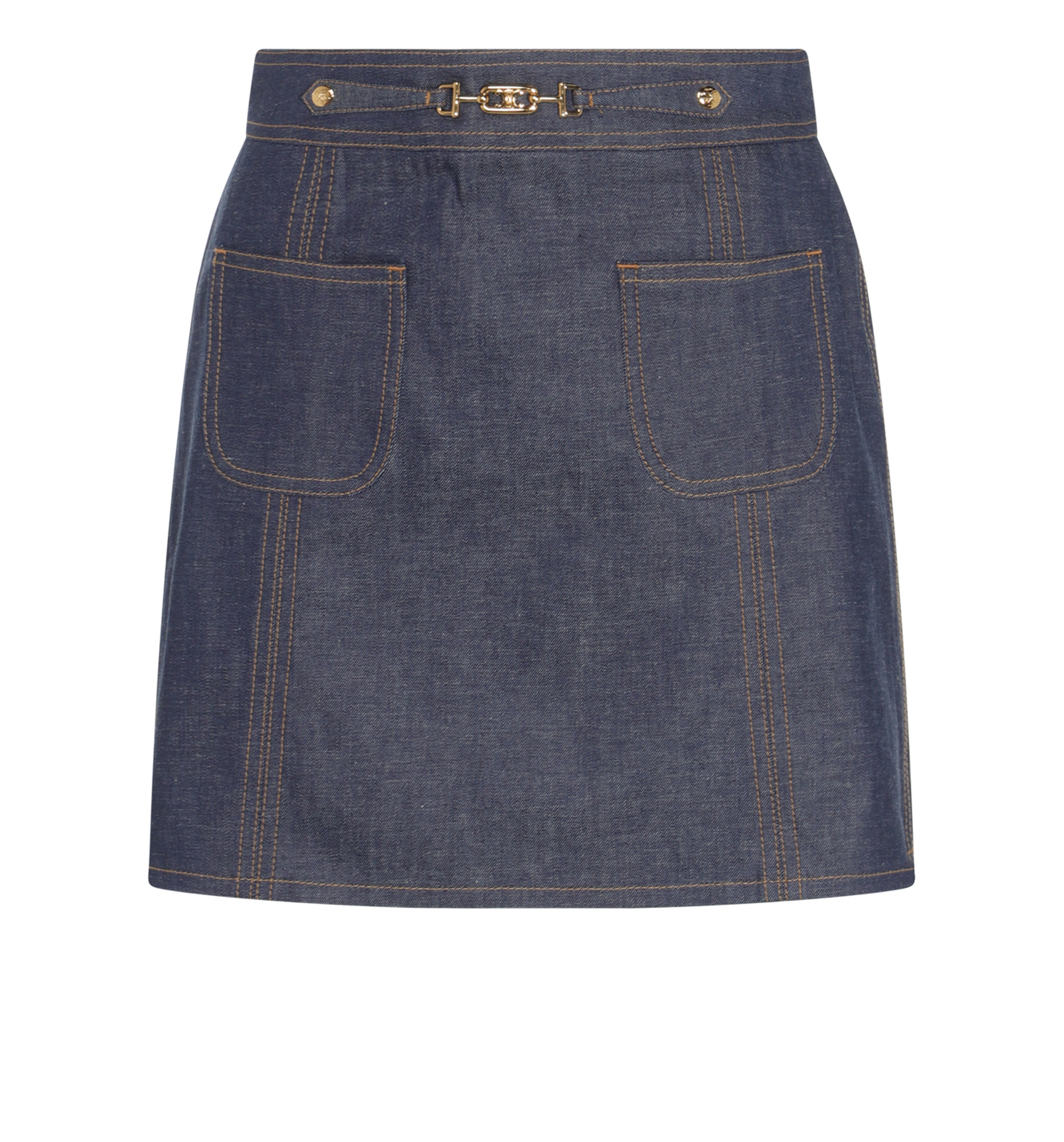 Trapeze Mini Skirt in Denim - Raw Wash