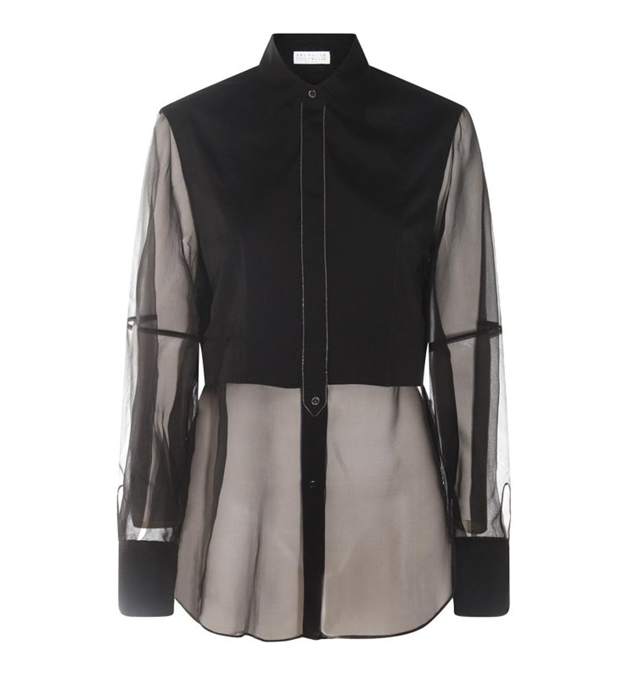 Voile Shirt with Monili Trim