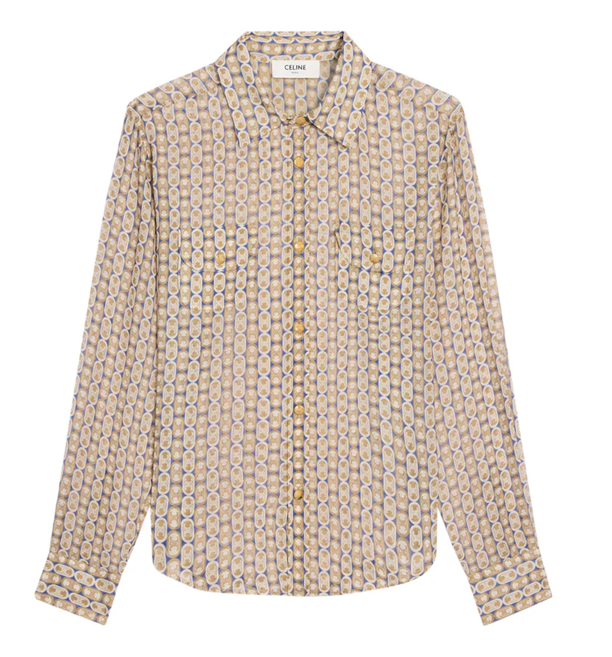 Tilly Shirt In Wool And Silk - Blue Sand Beige