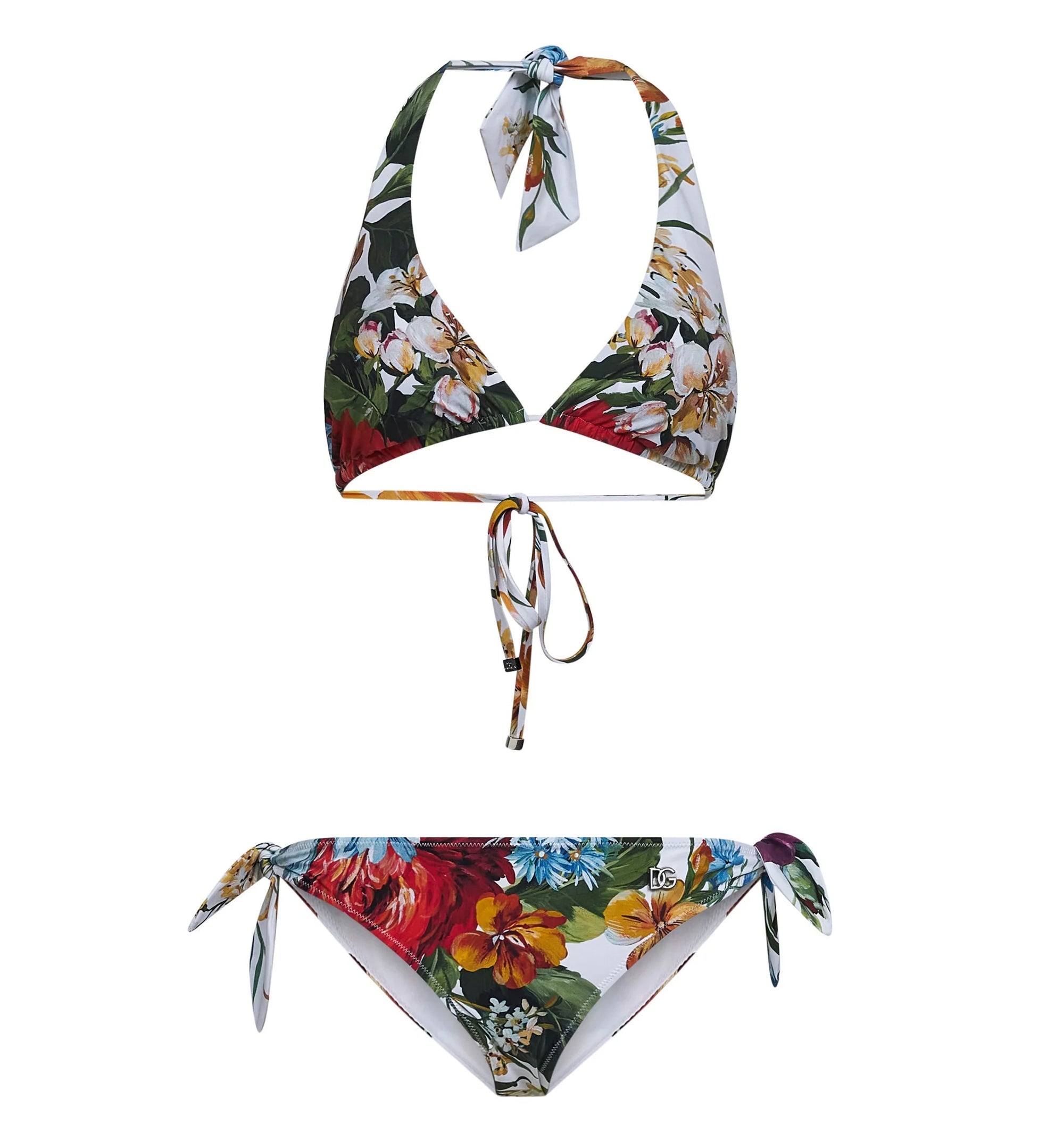 Flower-Print Padded Triangle Bikini