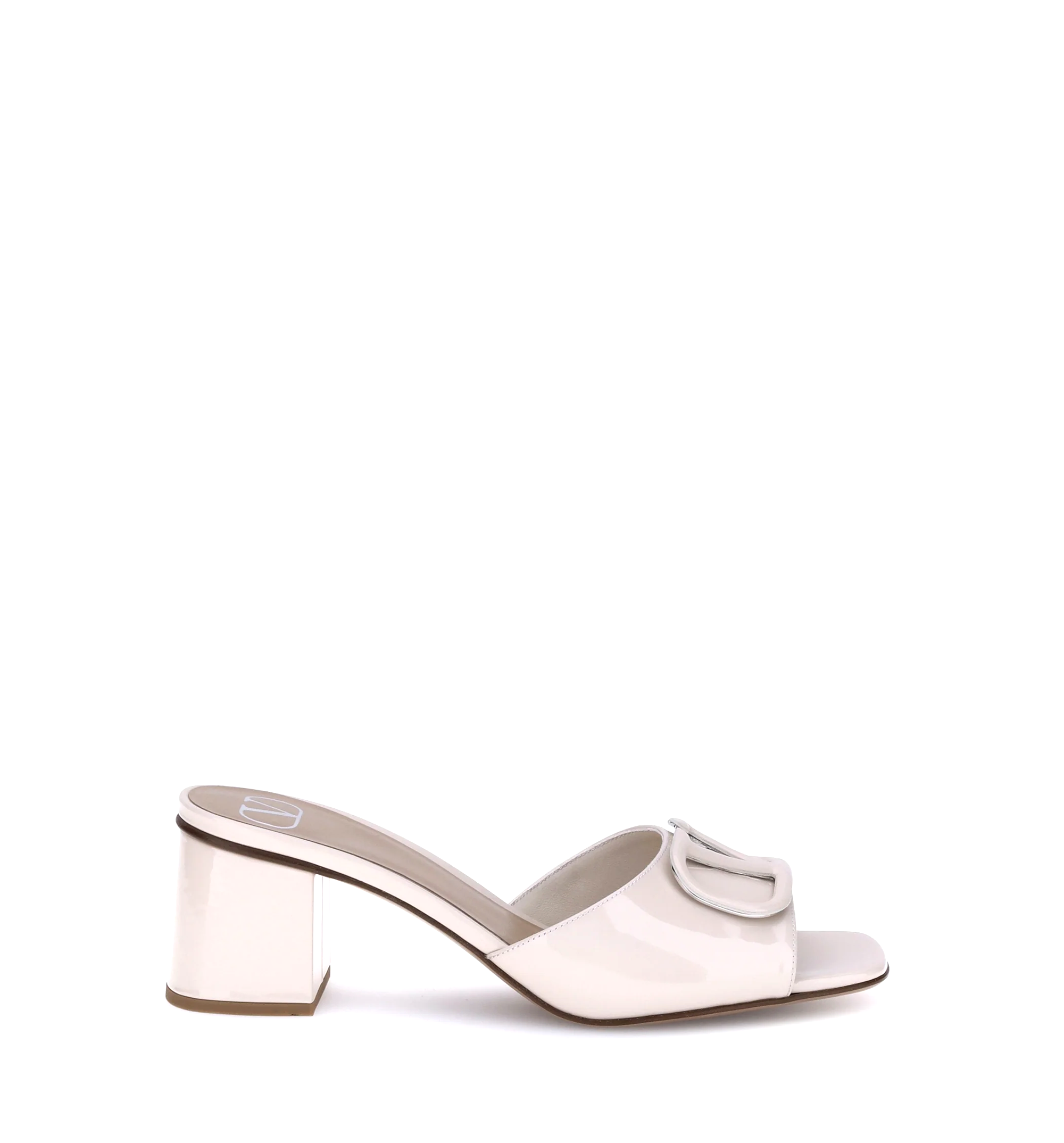Vlogo Signature Patent Leather Slide Sandal 60MM - White