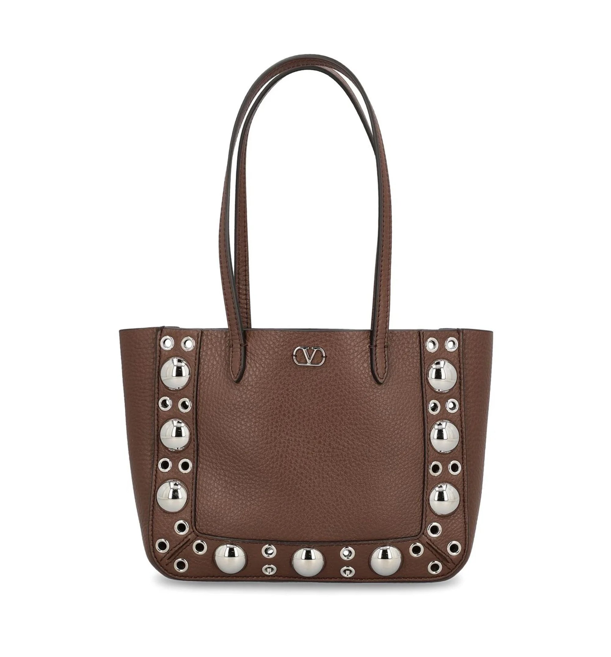 VLogo Plaque Eyelet Detailed Shoulder Bag