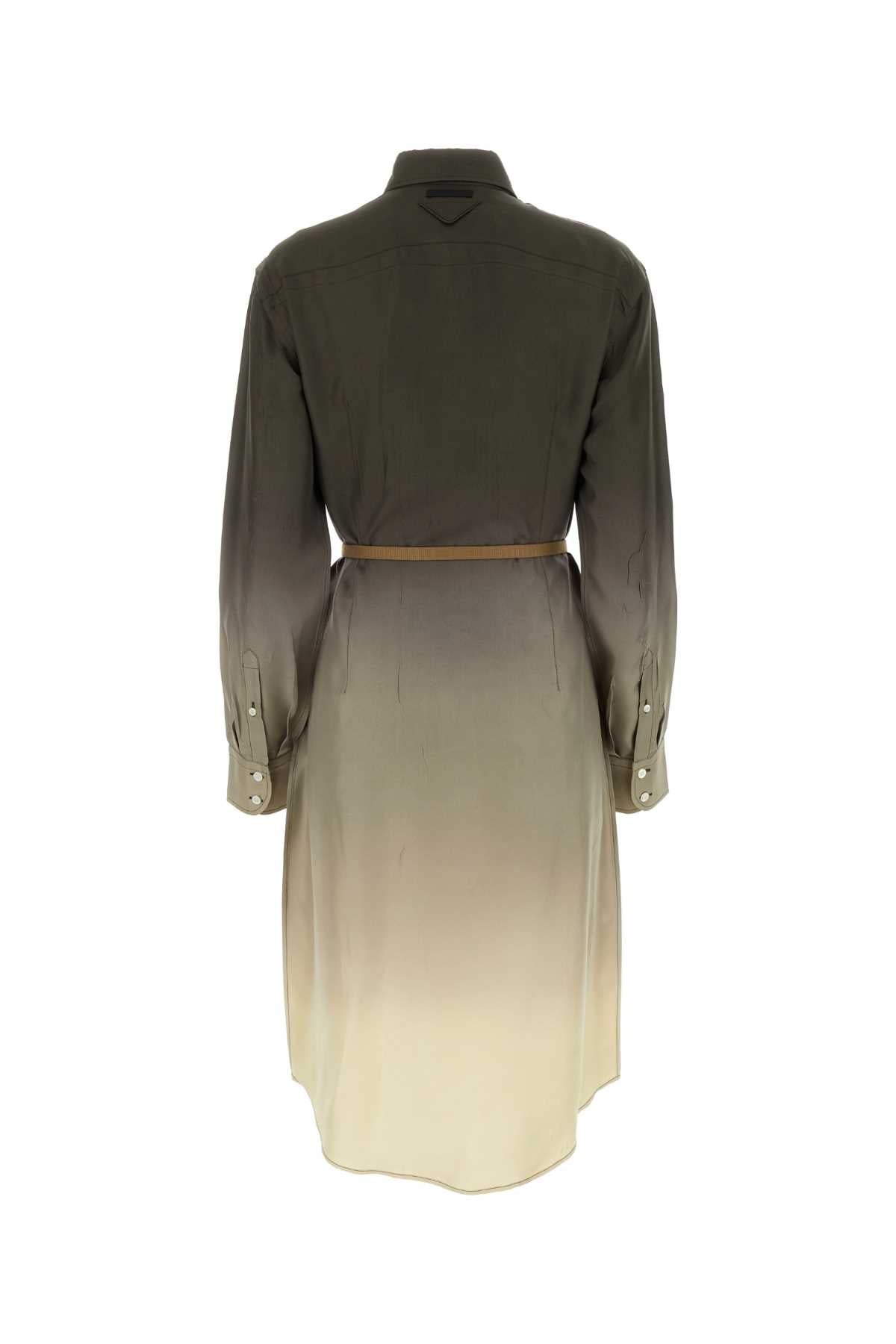 Gradient Belted Shirt Dress