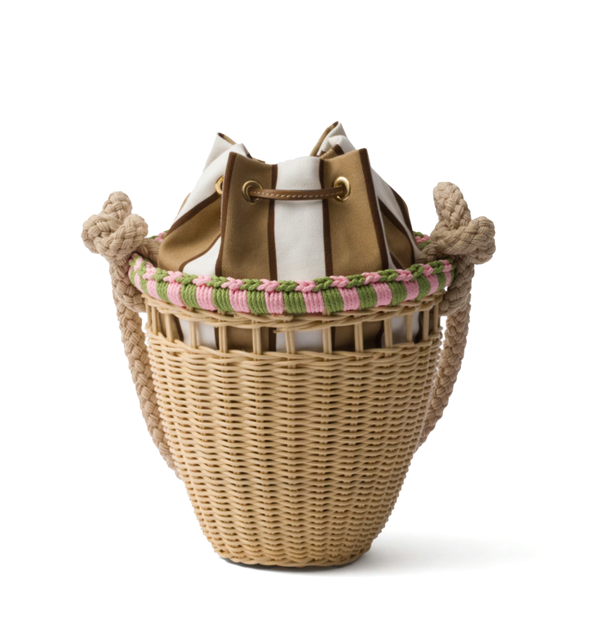 Wicker Mini Bucket Bag