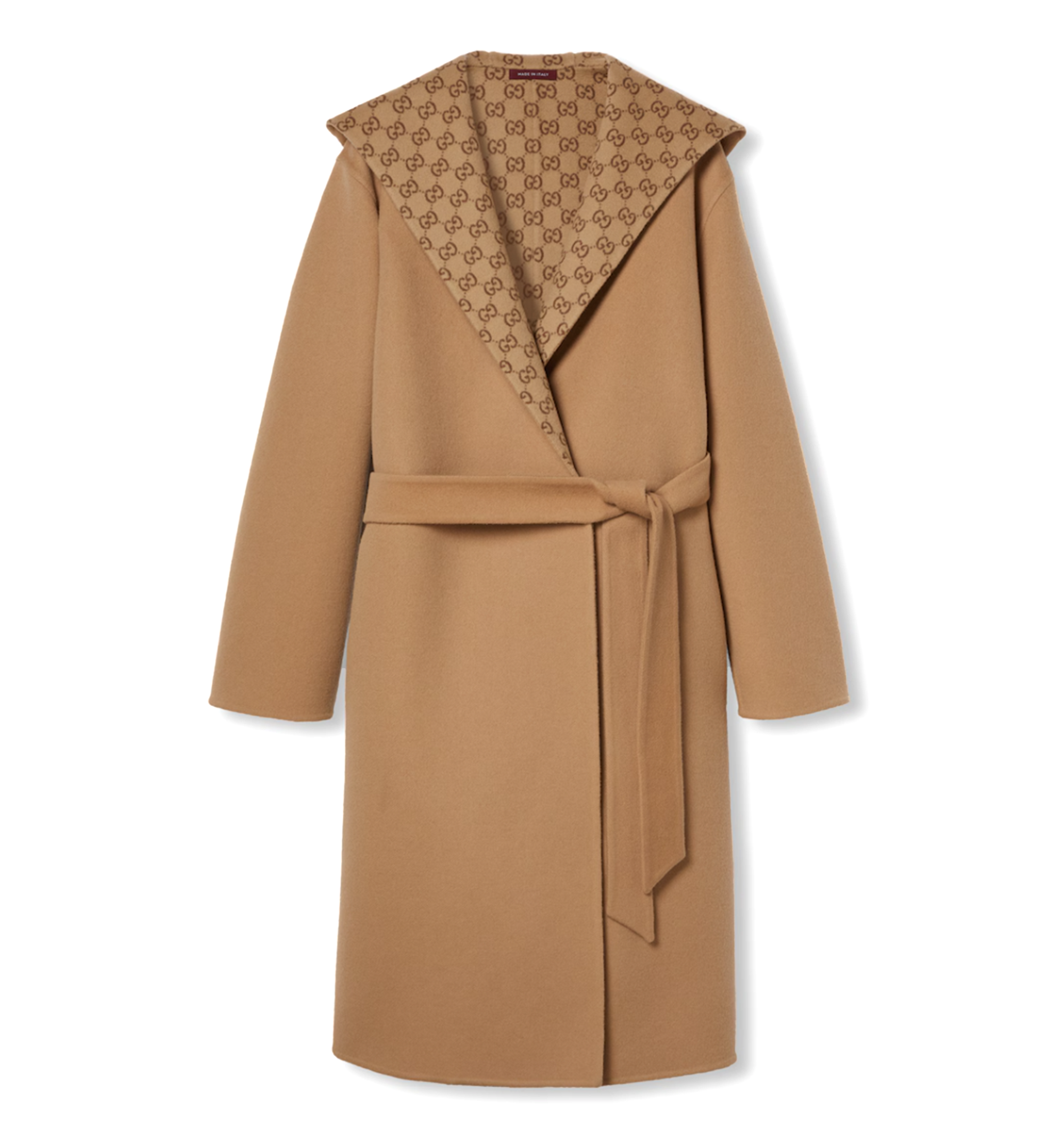Reversible GG silk wool blend coat