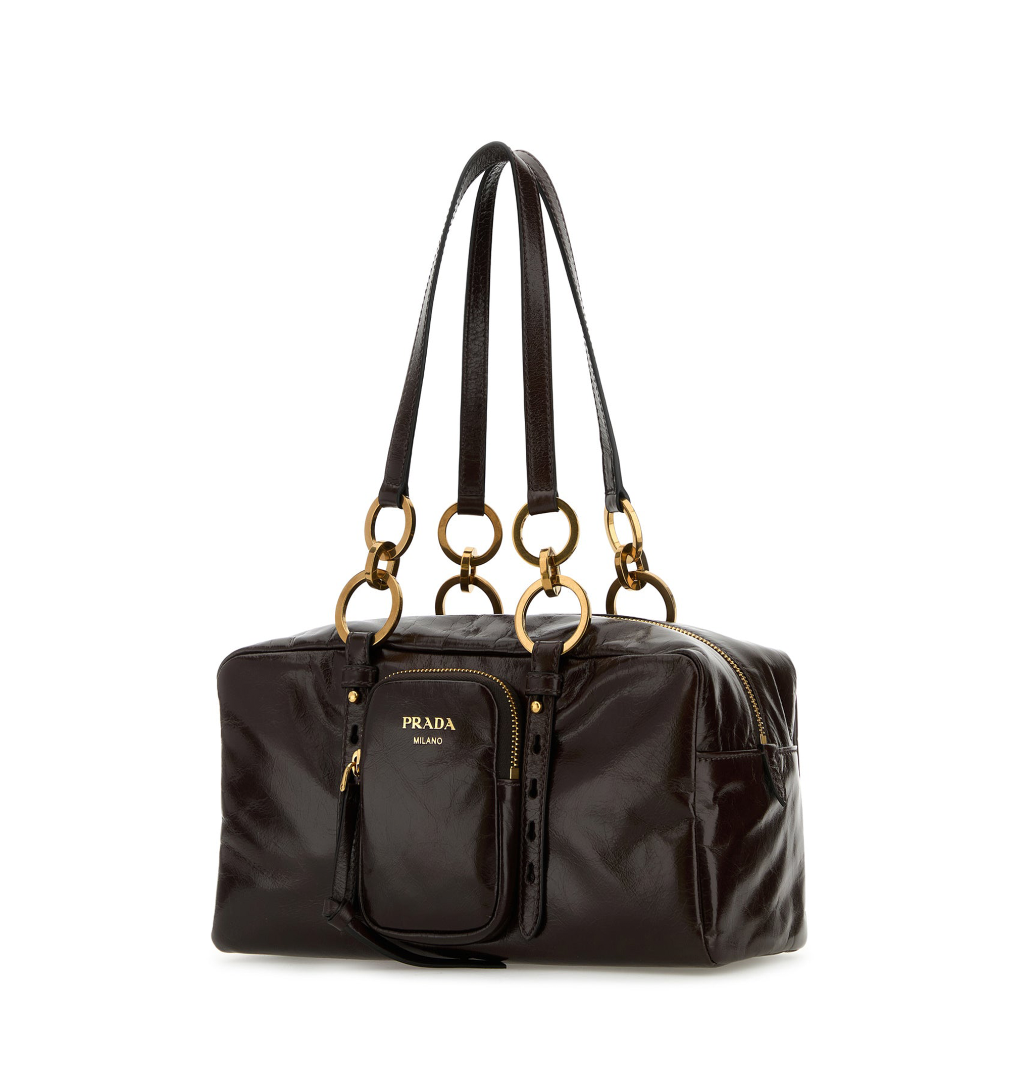 Prada Crinkled-Effect Leather Handbag