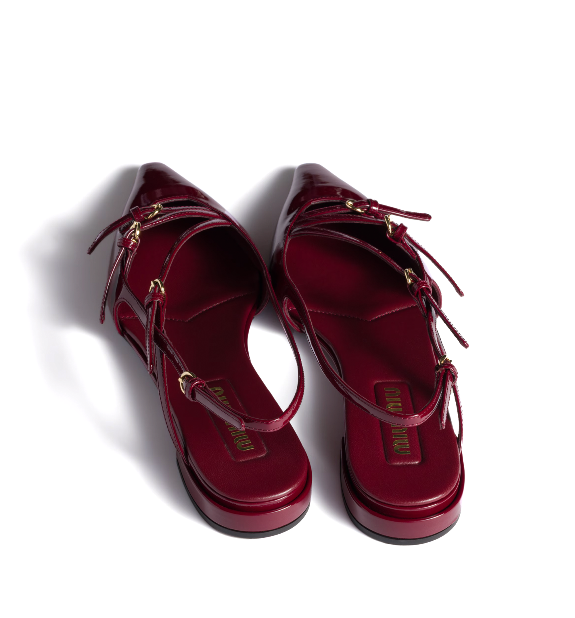 Patent Leather Slingback Ballerinas with Buckles