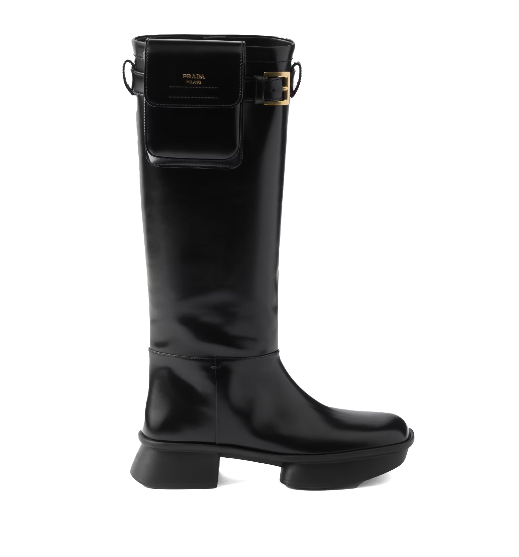 Brushed Leather Boots With Pouch