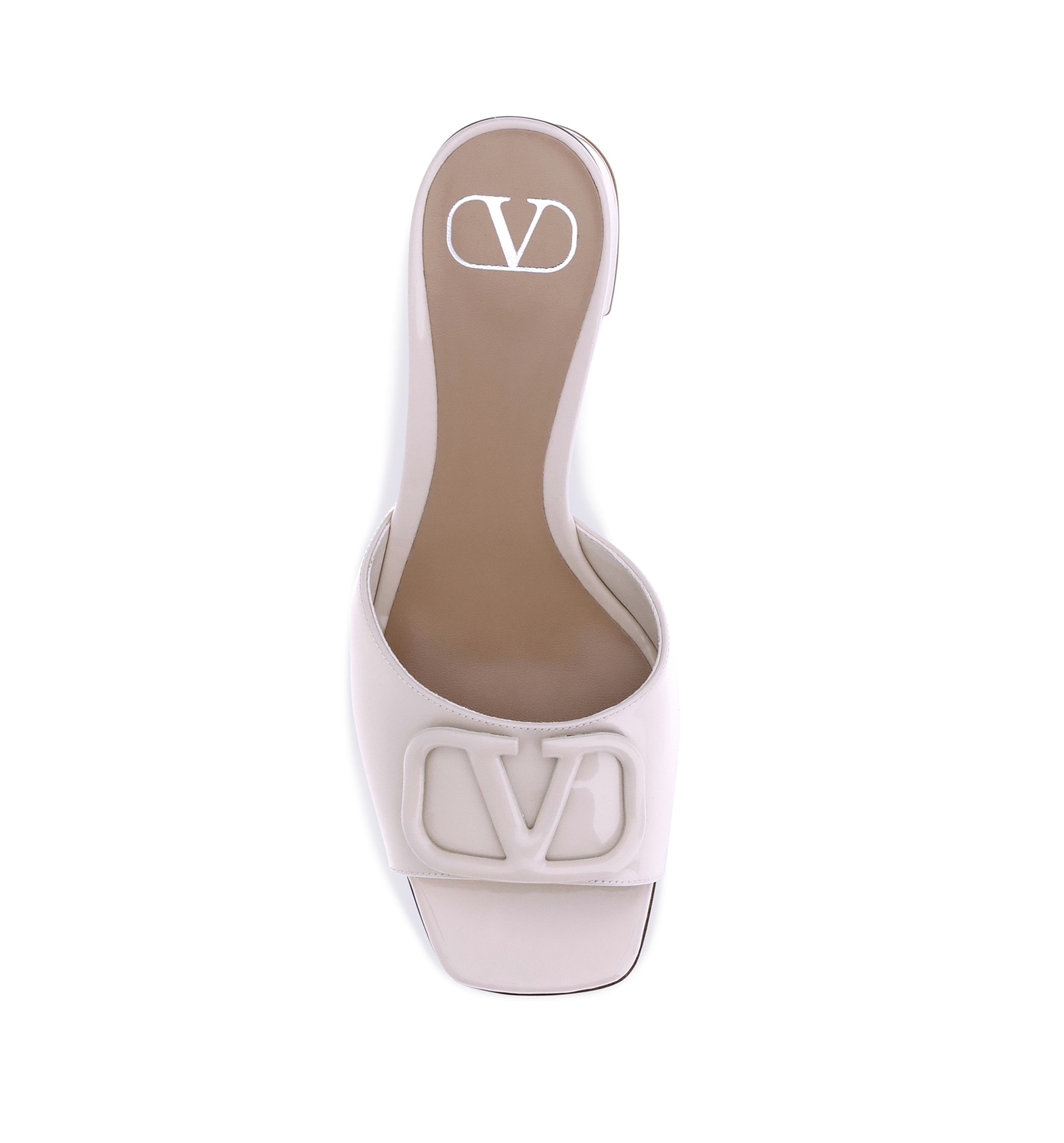 Vlogo Signature Patent Leather Slide Sandal 60MM - White