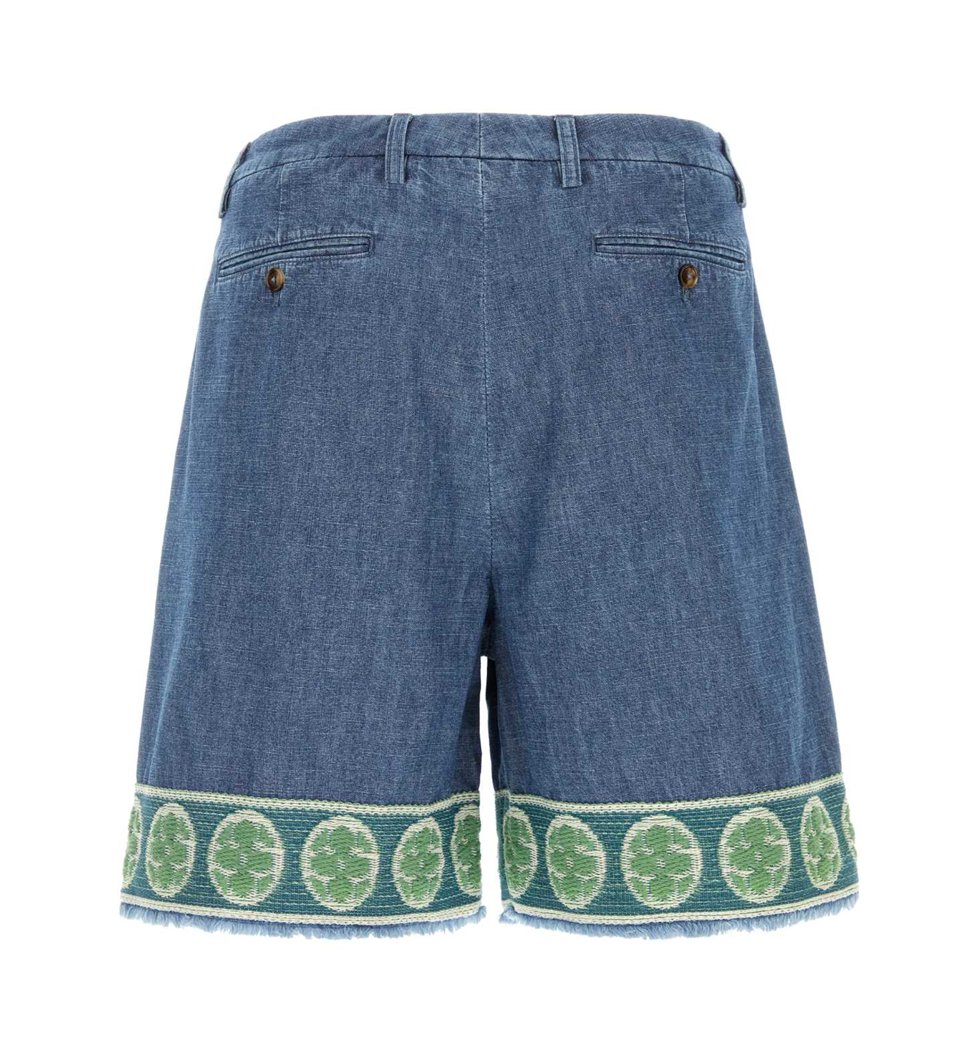 Denim Bermuda Shorts with Jacquard Hem