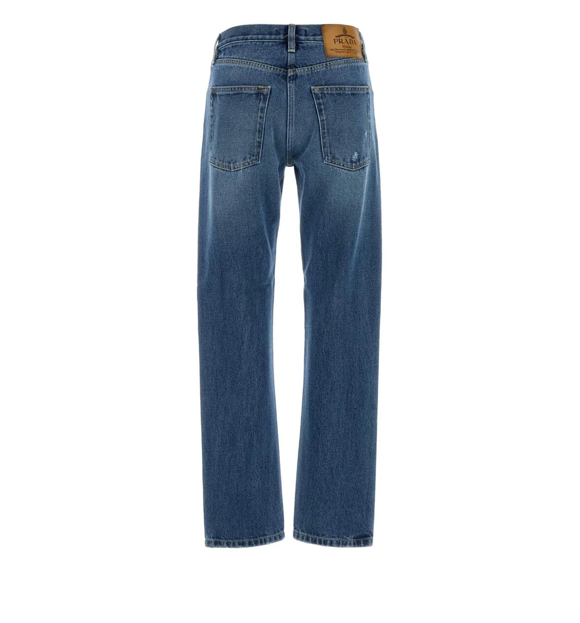 Prada Logo-Patch Distressed Jeans