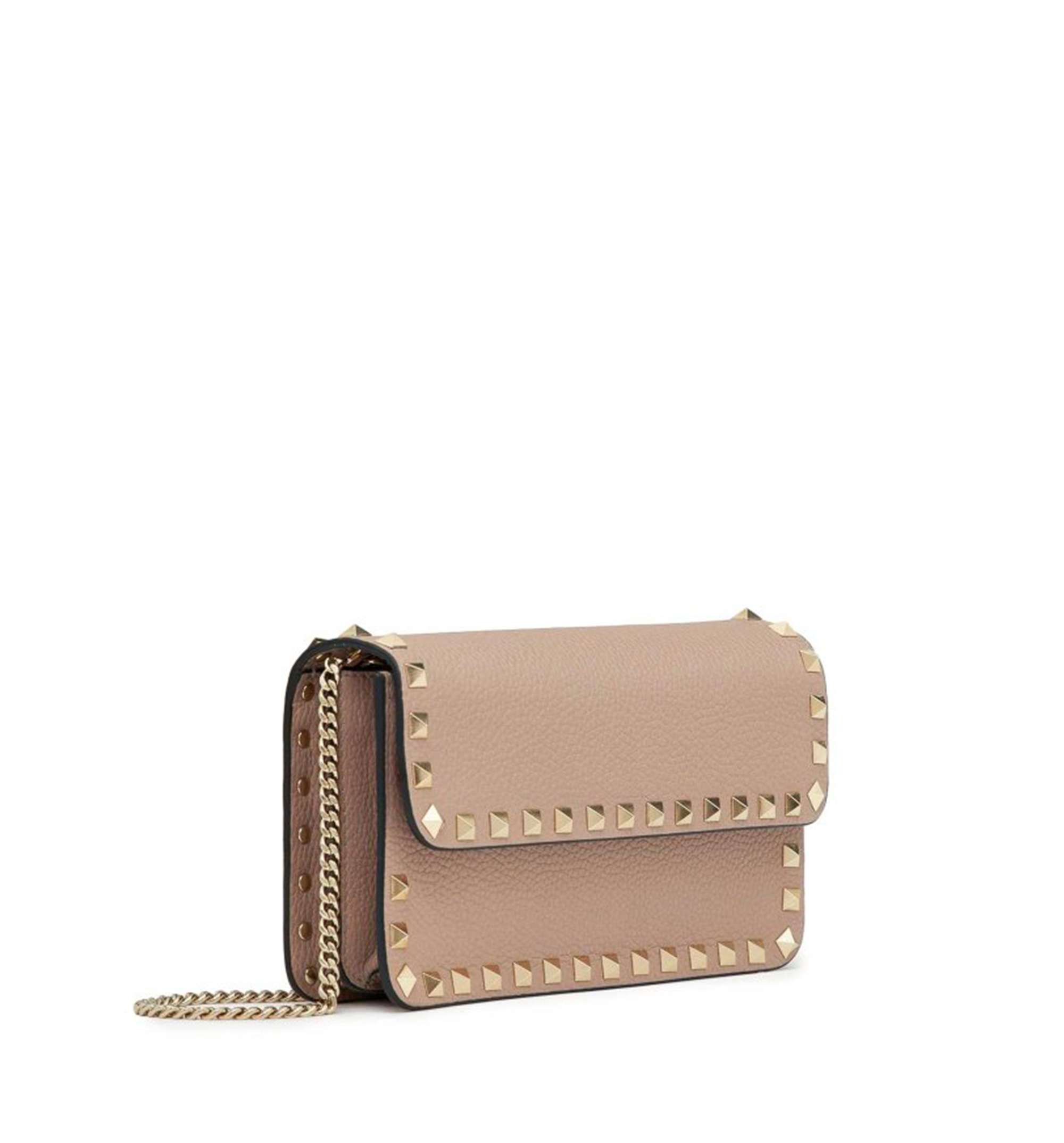 Rockstud Grainy Calfskin Chain Wallet Bag