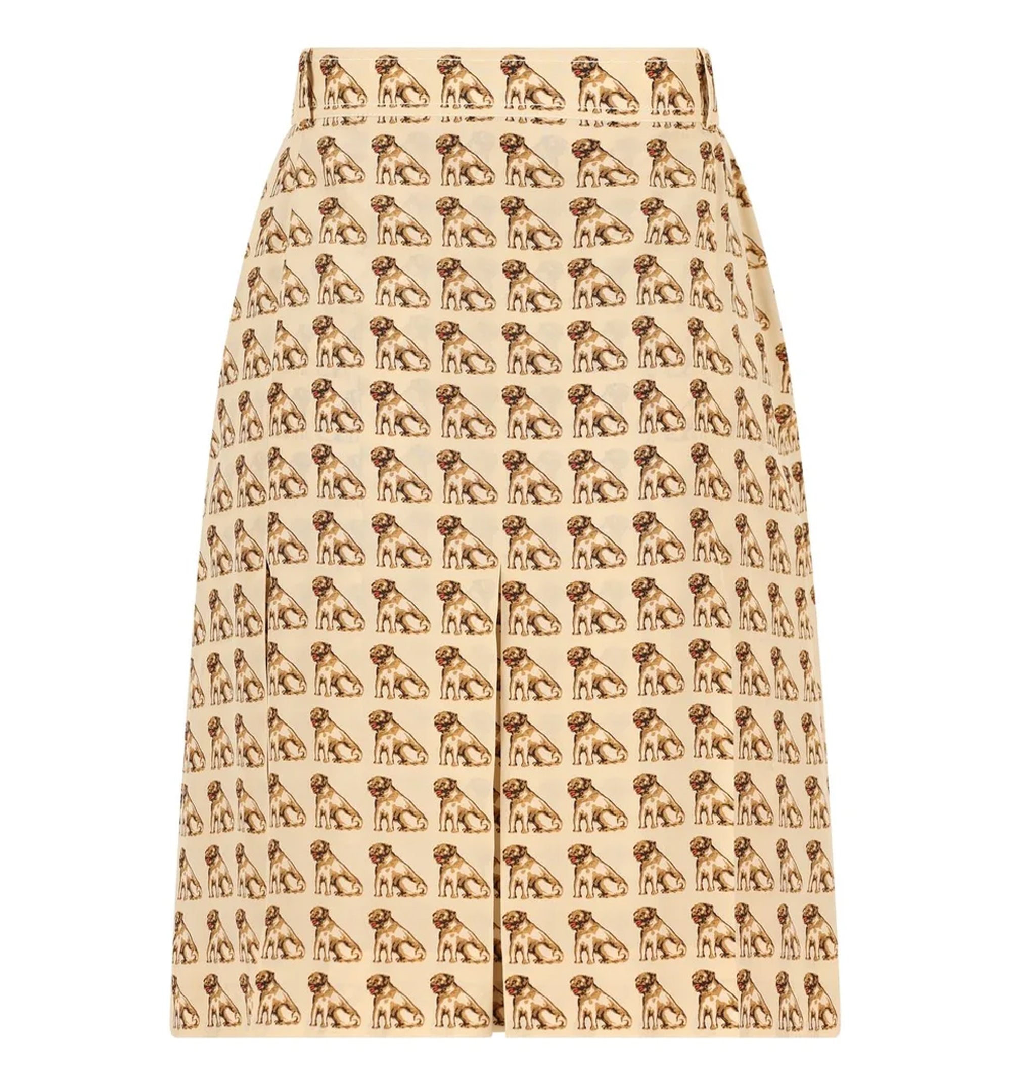 All-Over Dog Printed Pleated Skirt