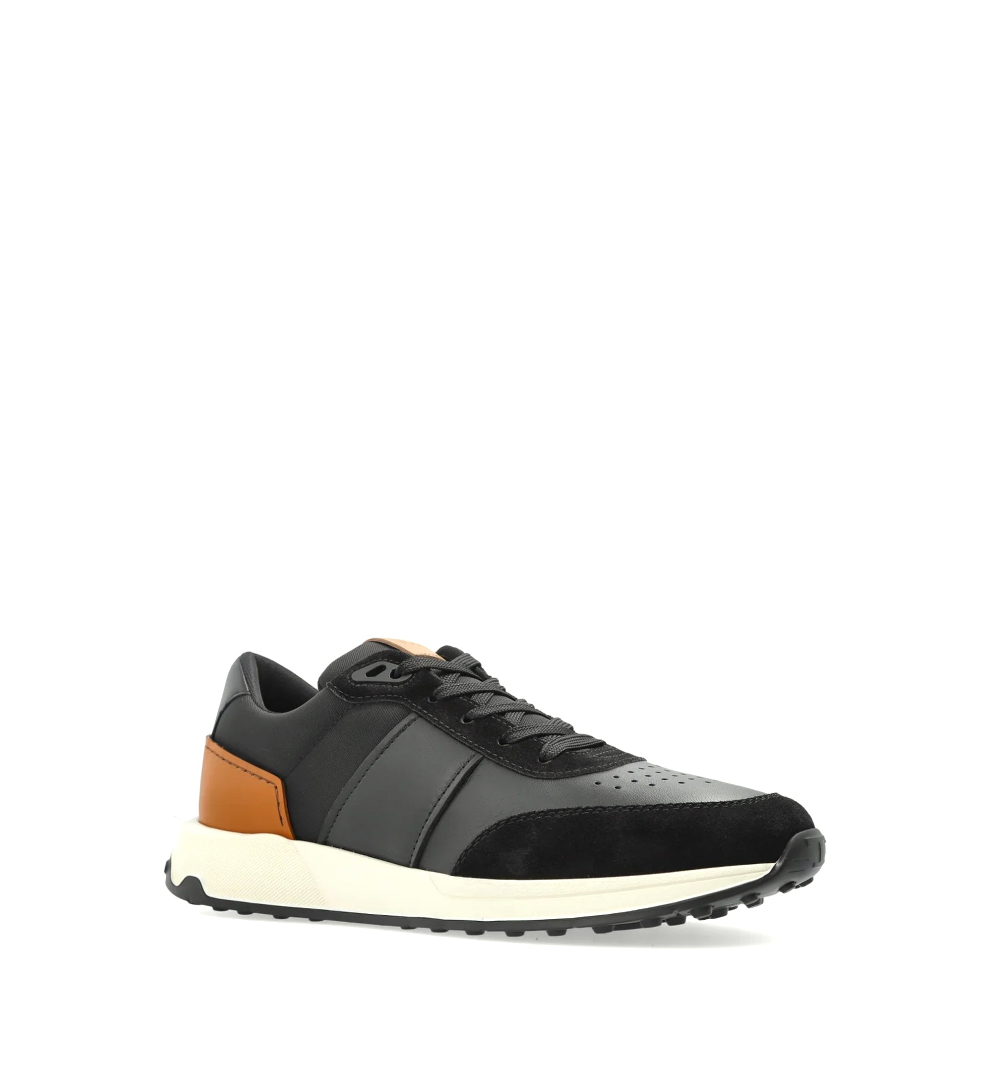 Sneakers in Leather and Technical Fabric