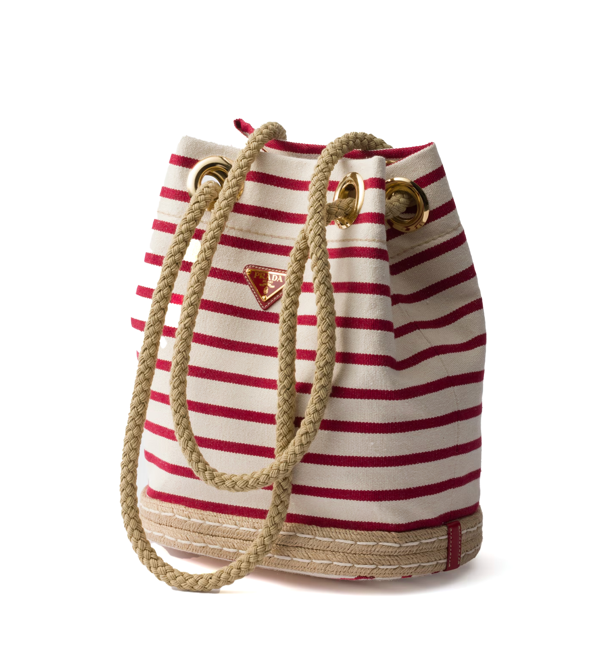 Prada Mariner Small Striped Fabric Bucket Bag