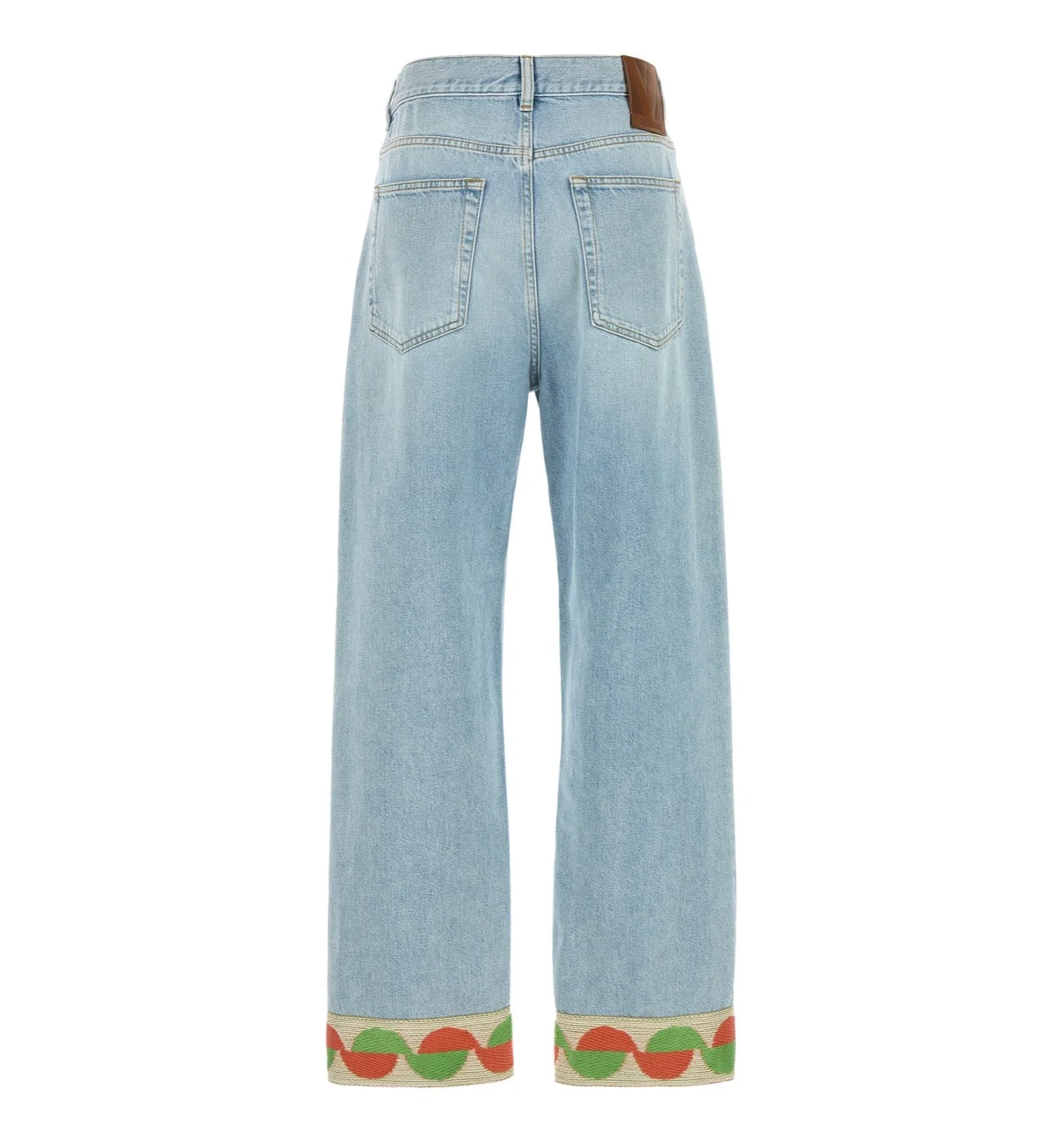 Valentino Jacquard-Trim Straight Leg Jeans