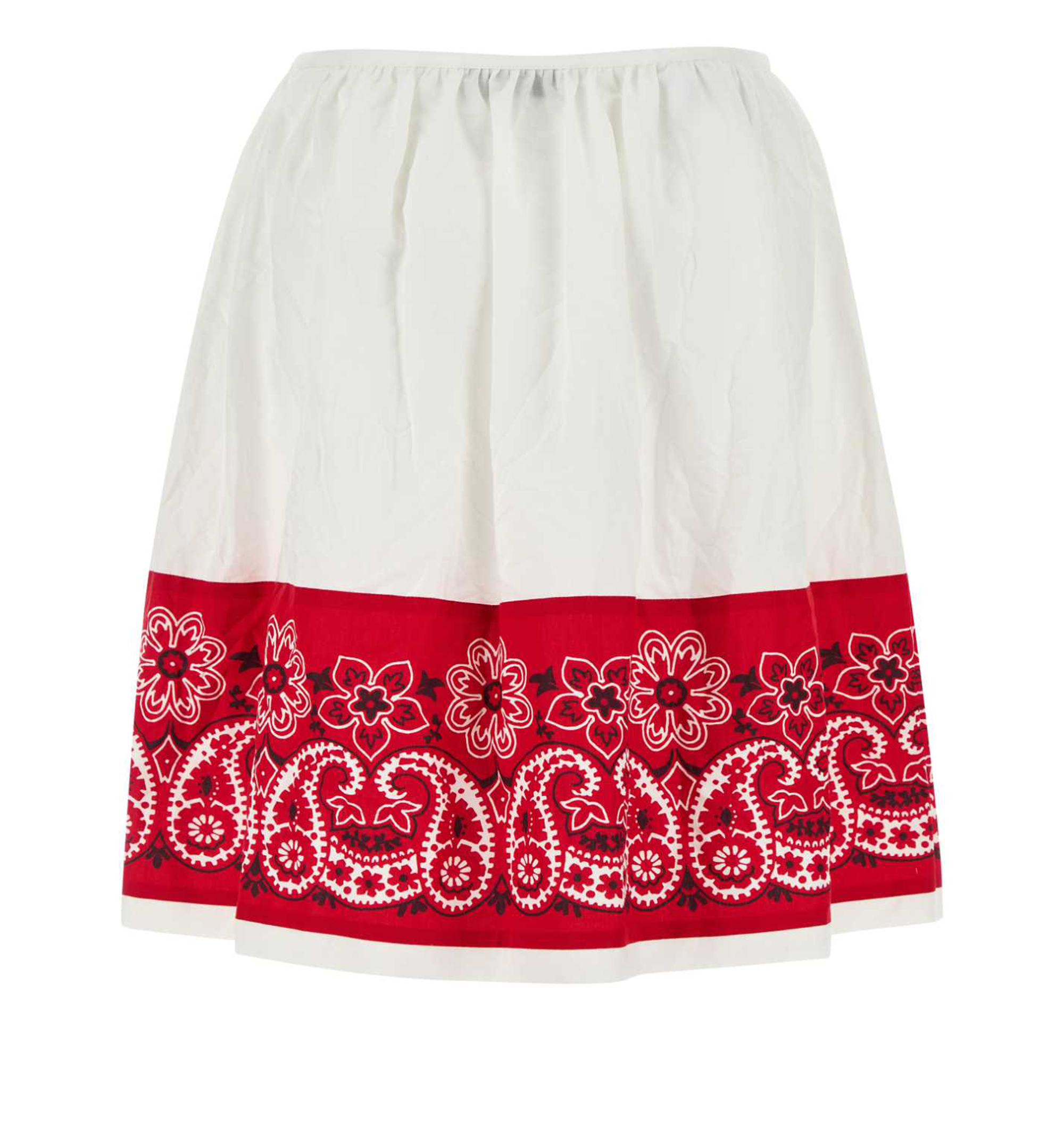 Slubbed Poplin Skirt with Print