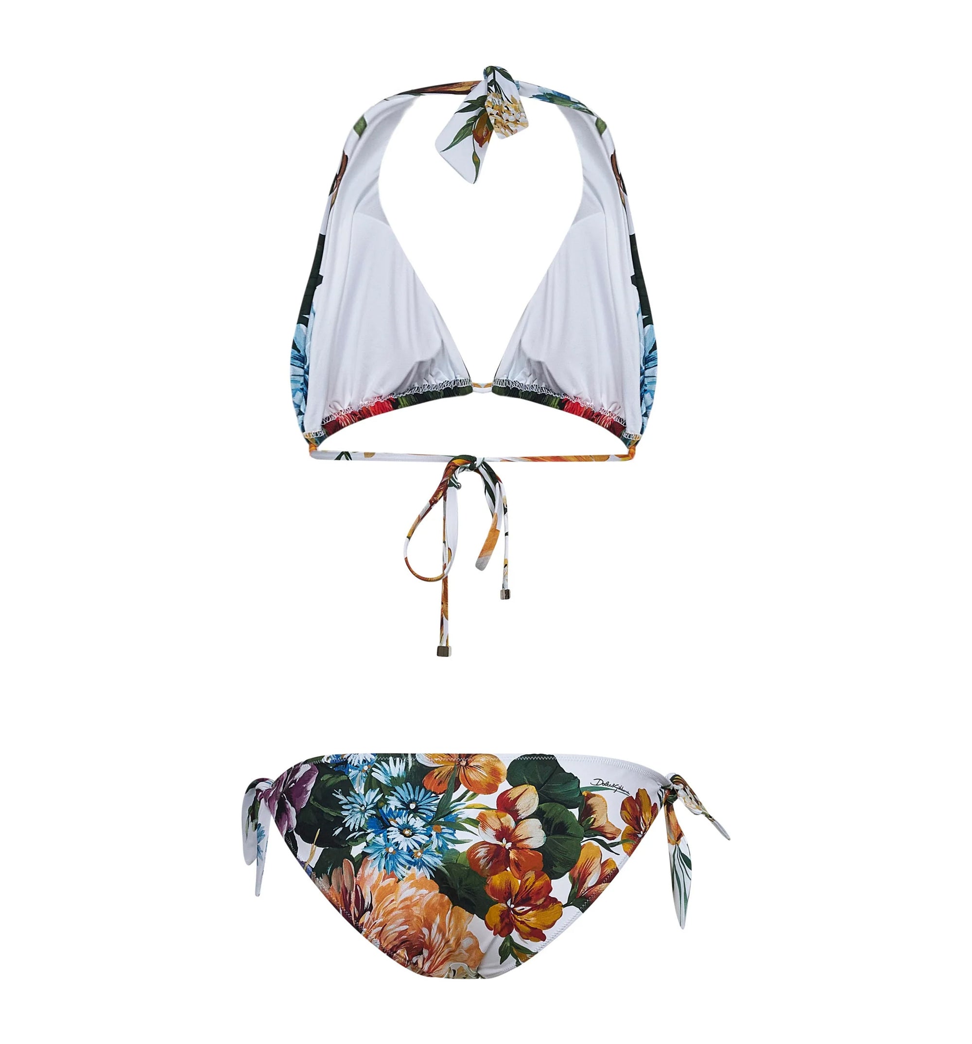 Flower-Print Padded Triangle Bikini