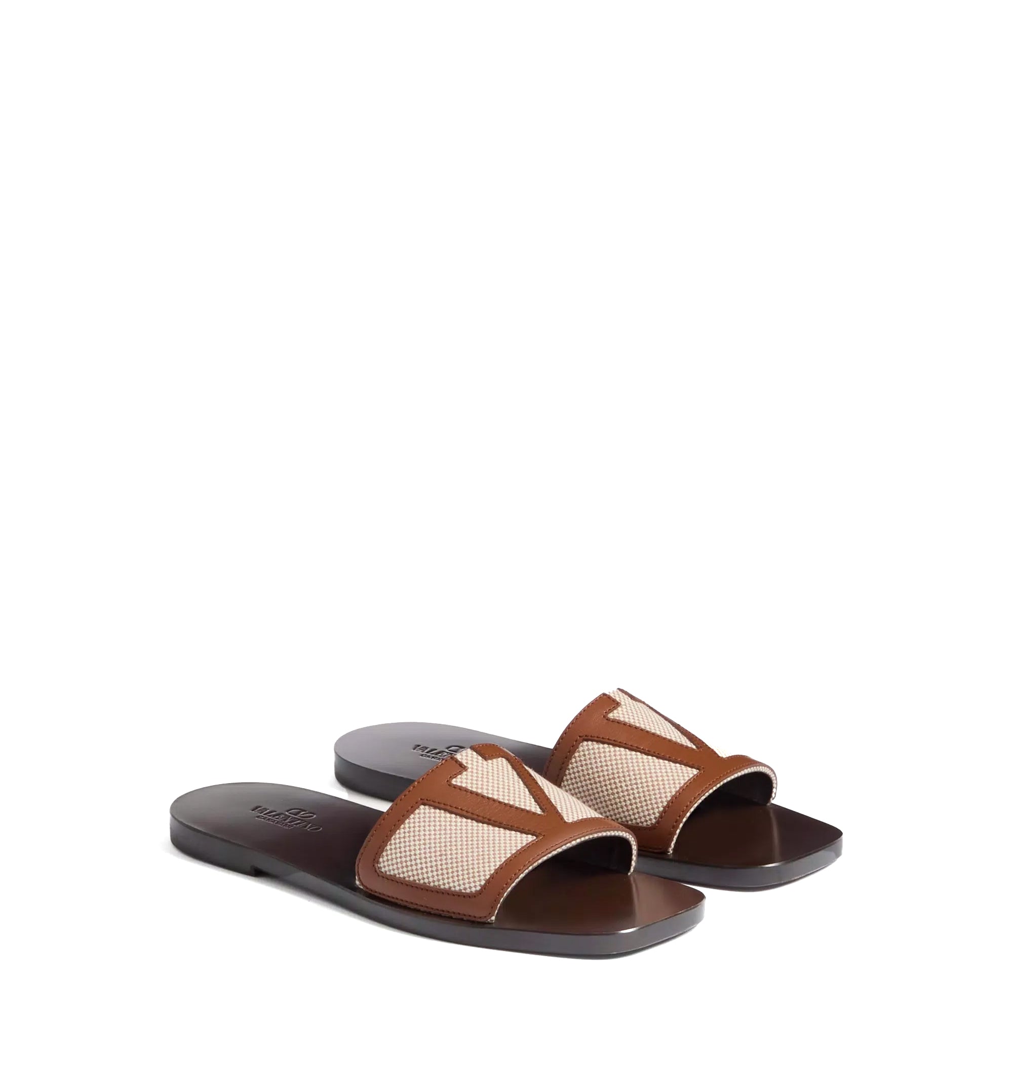 Viva Superstar Slide Sandal In Canvas Fabric And Nappa Leather