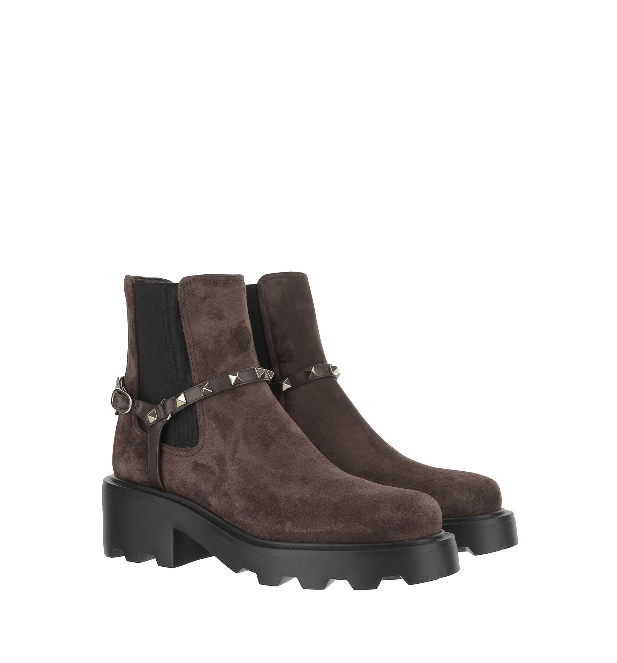 Rockstud Calfskin Beatle Suede Boots