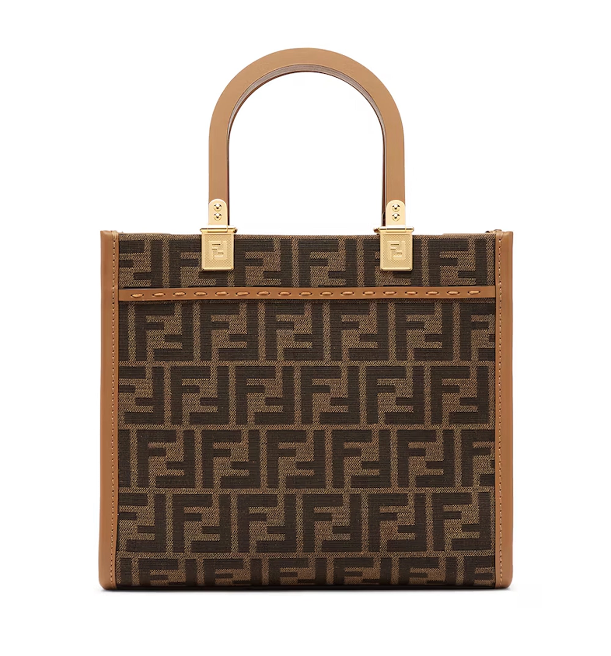 Sunshine Small Brown FF Jacquard Fabric Bag