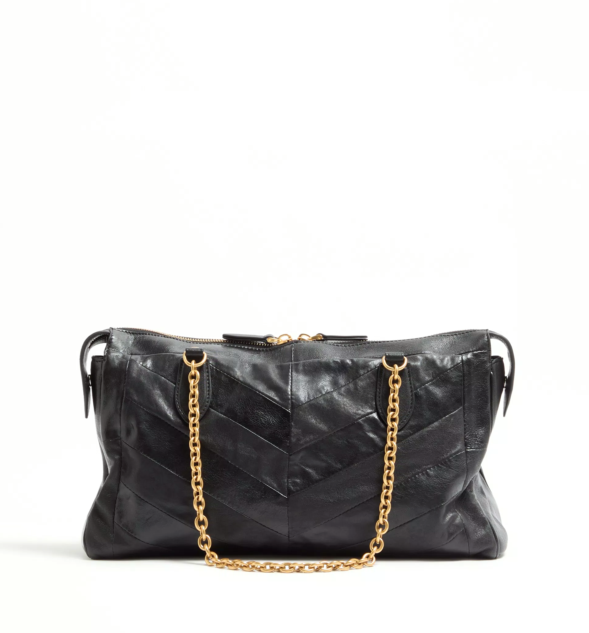 Panthea Shoulder Bag in Nappa Leather with Chevron Pattern