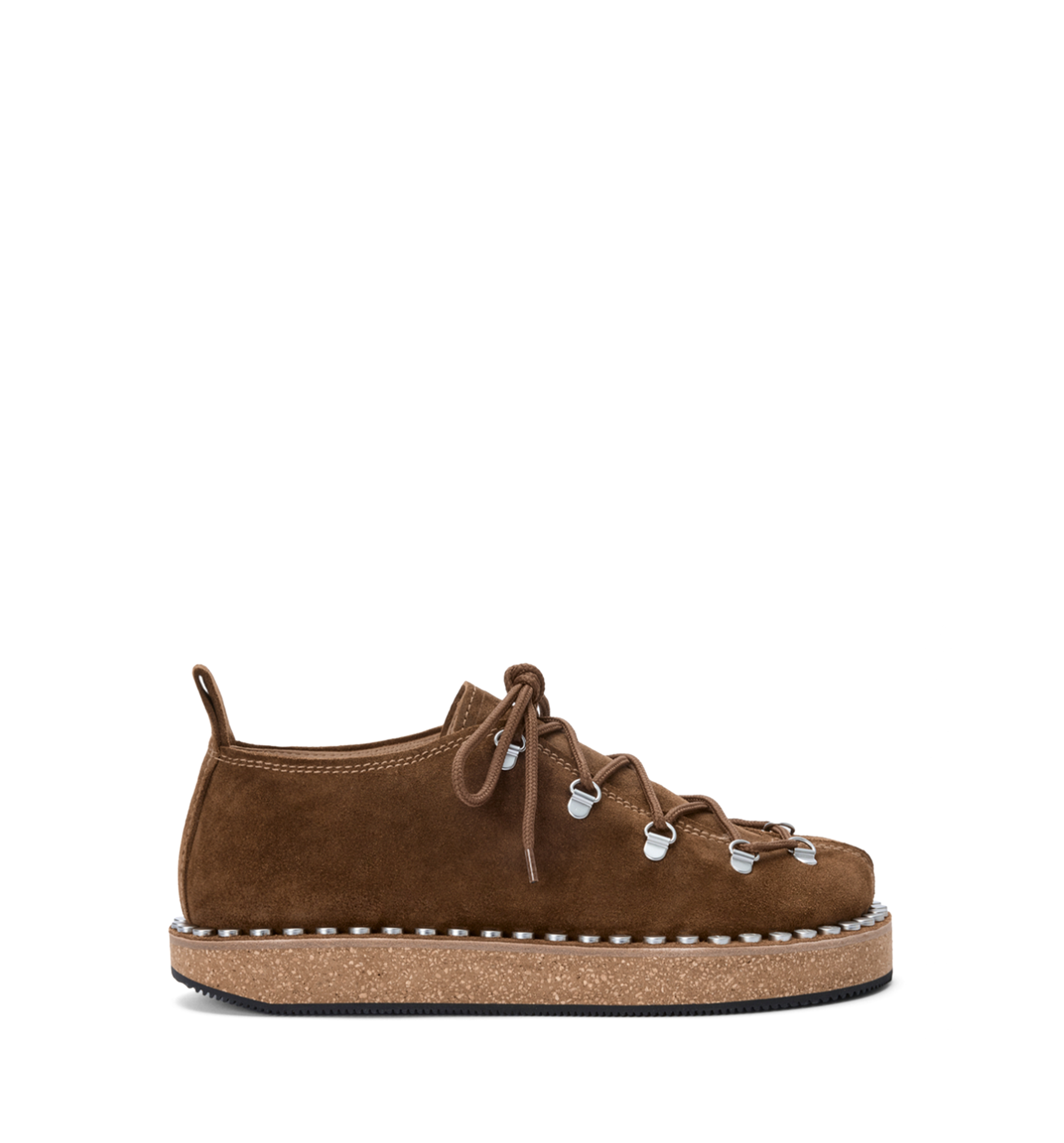 Rivet Lace-up in Suede Calfskin