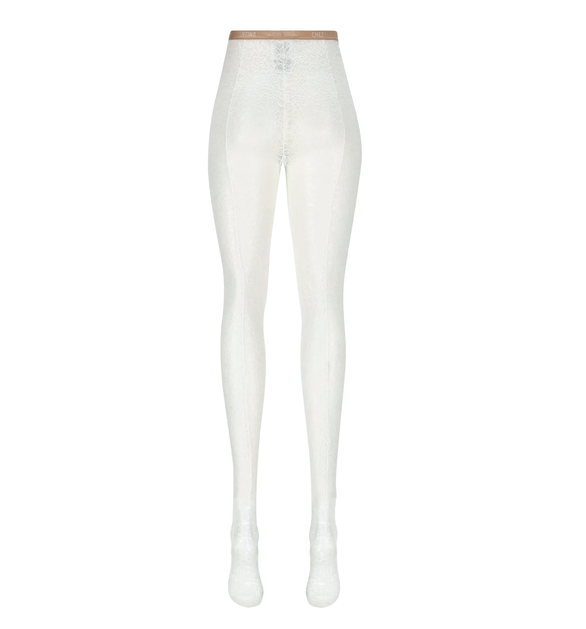 Valentino Logo Waistband Lace Detailed Tights