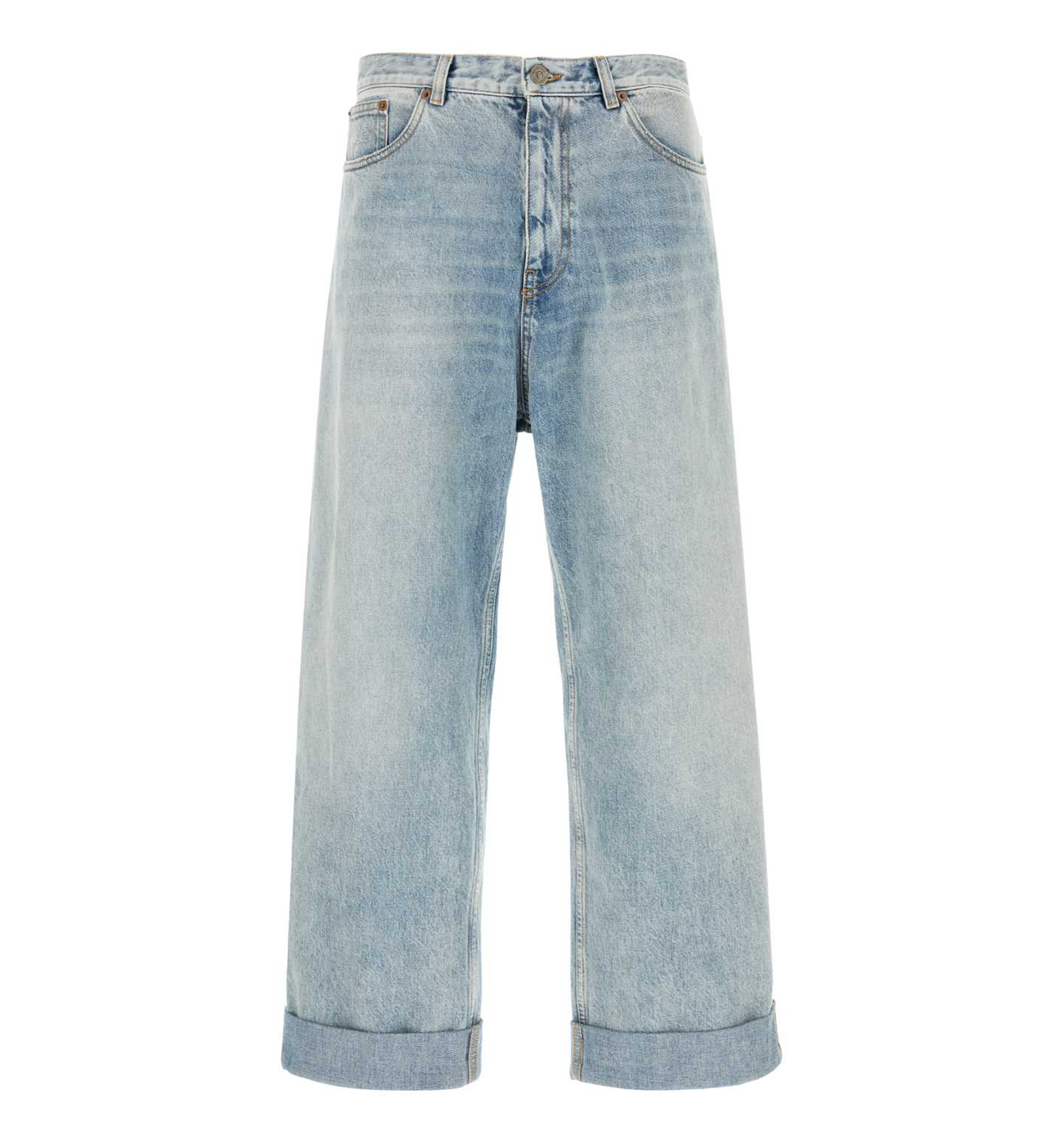 Denim Pants with Rolled Hem